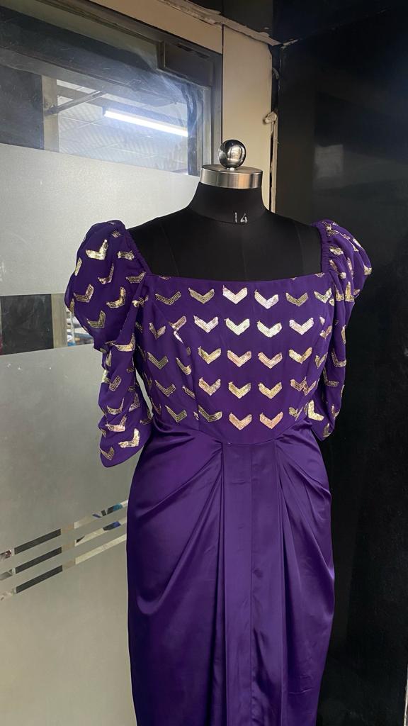 Purple Embroidered Drape