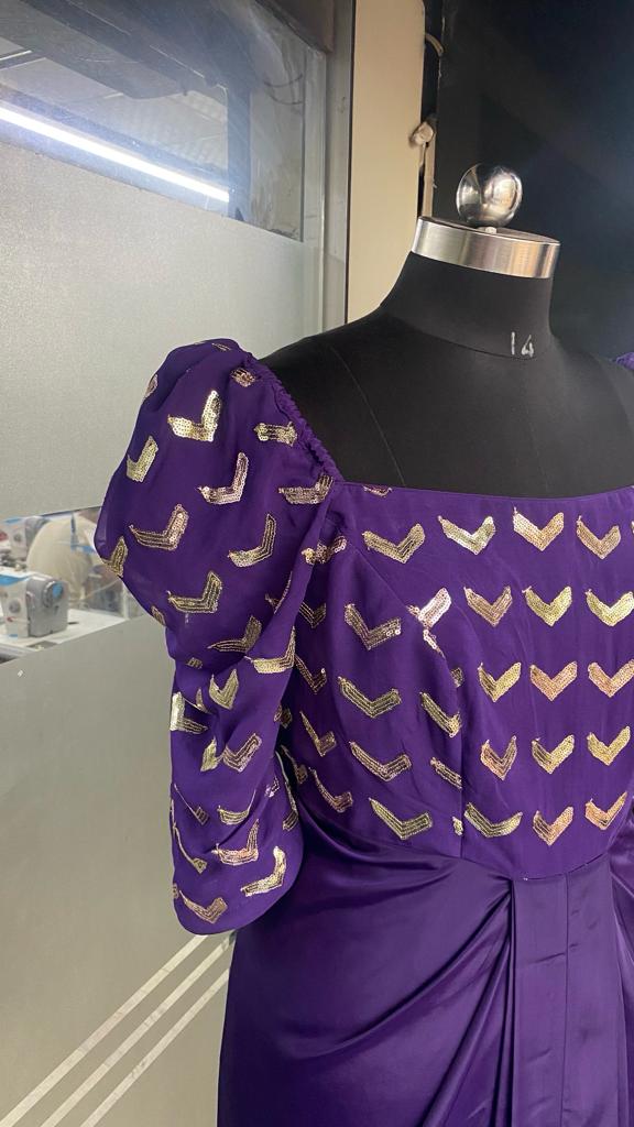 Purple Embroidered Drape