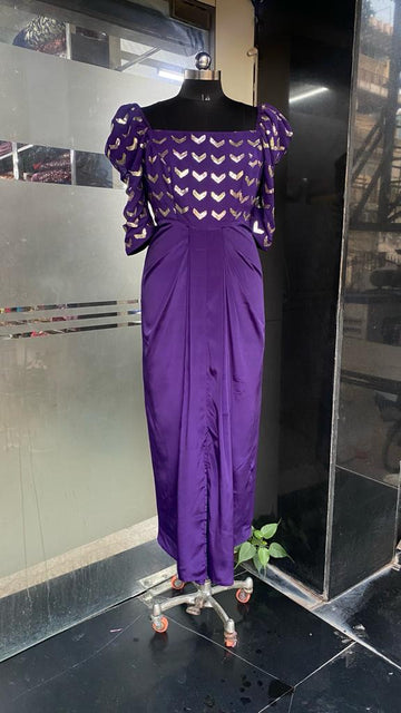 Purple Embroidered Drape