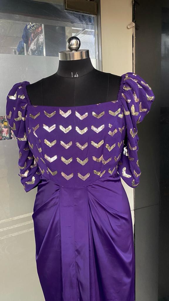 Purple Embroidered Drape
