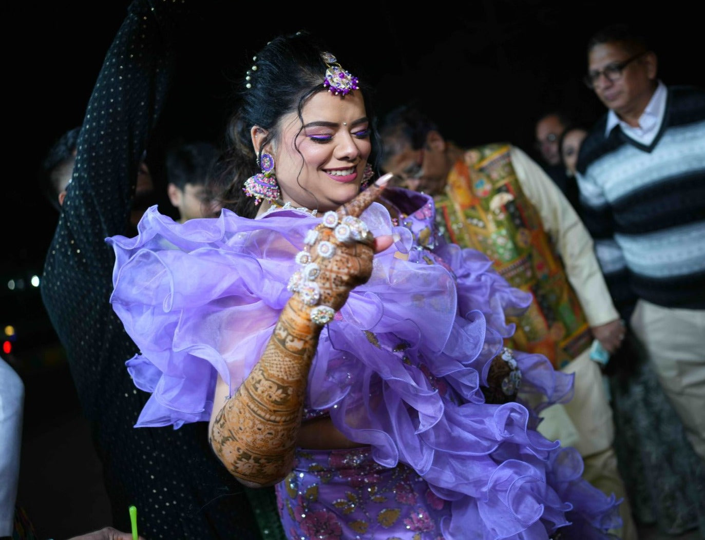 Lilac Bridal Mehendi Lehenga