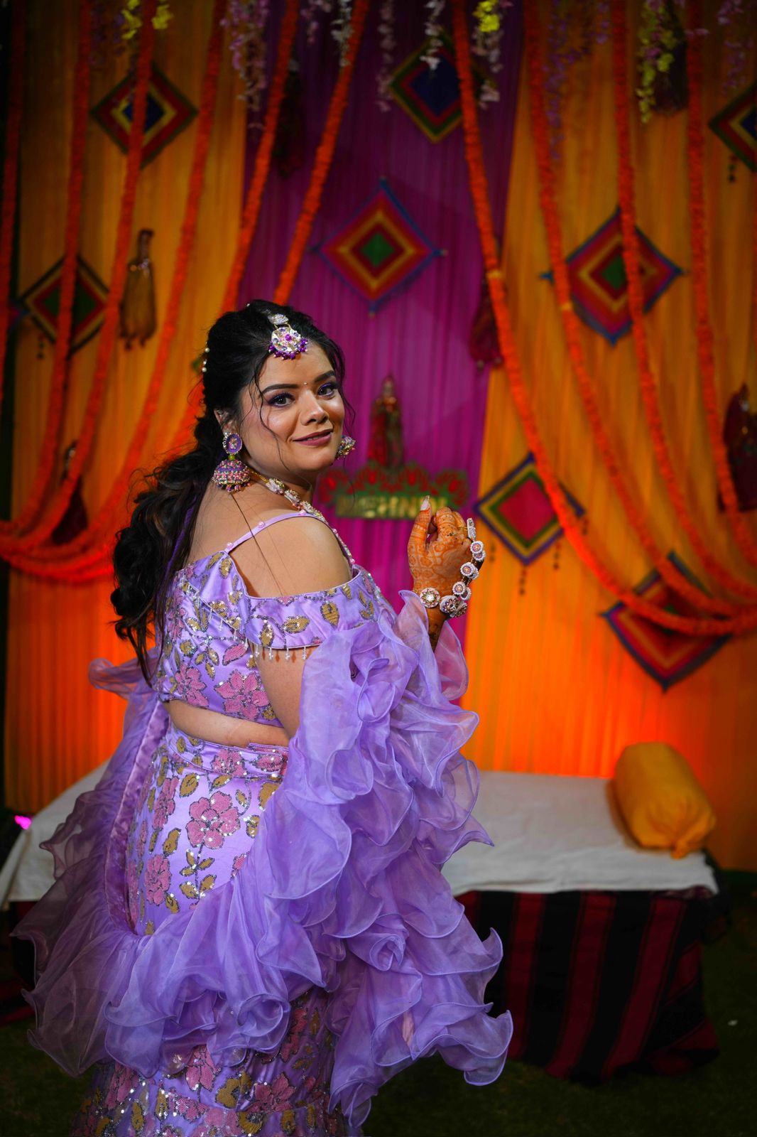 Lilac Bridal Mehendi Lehenga