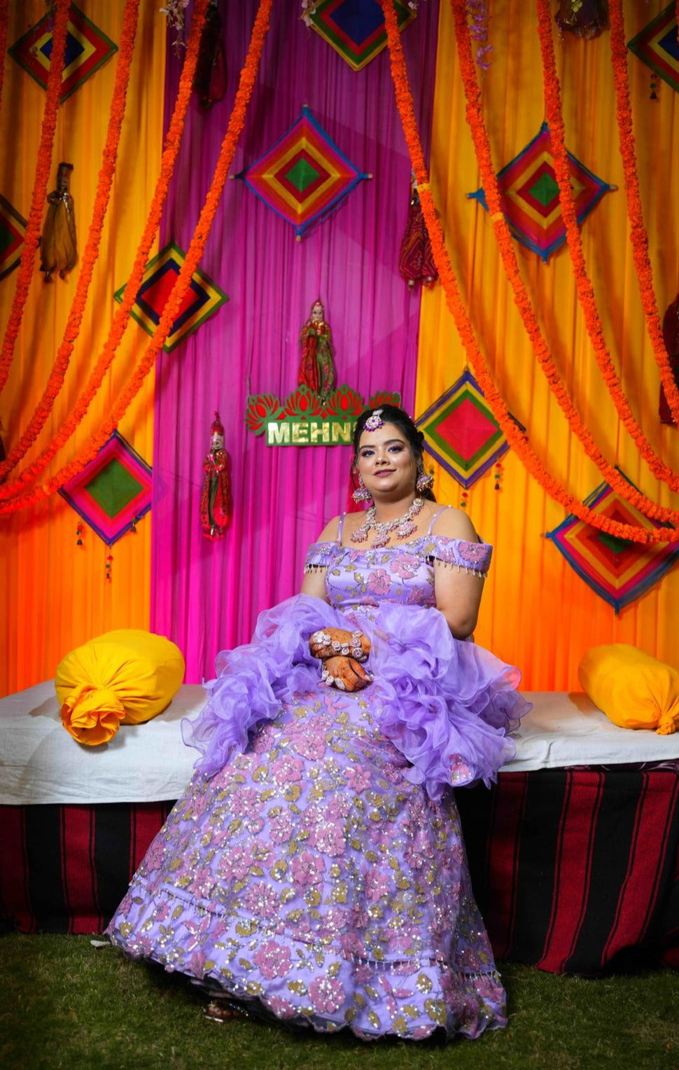 Lilac Bridal Mehendi Lehenga