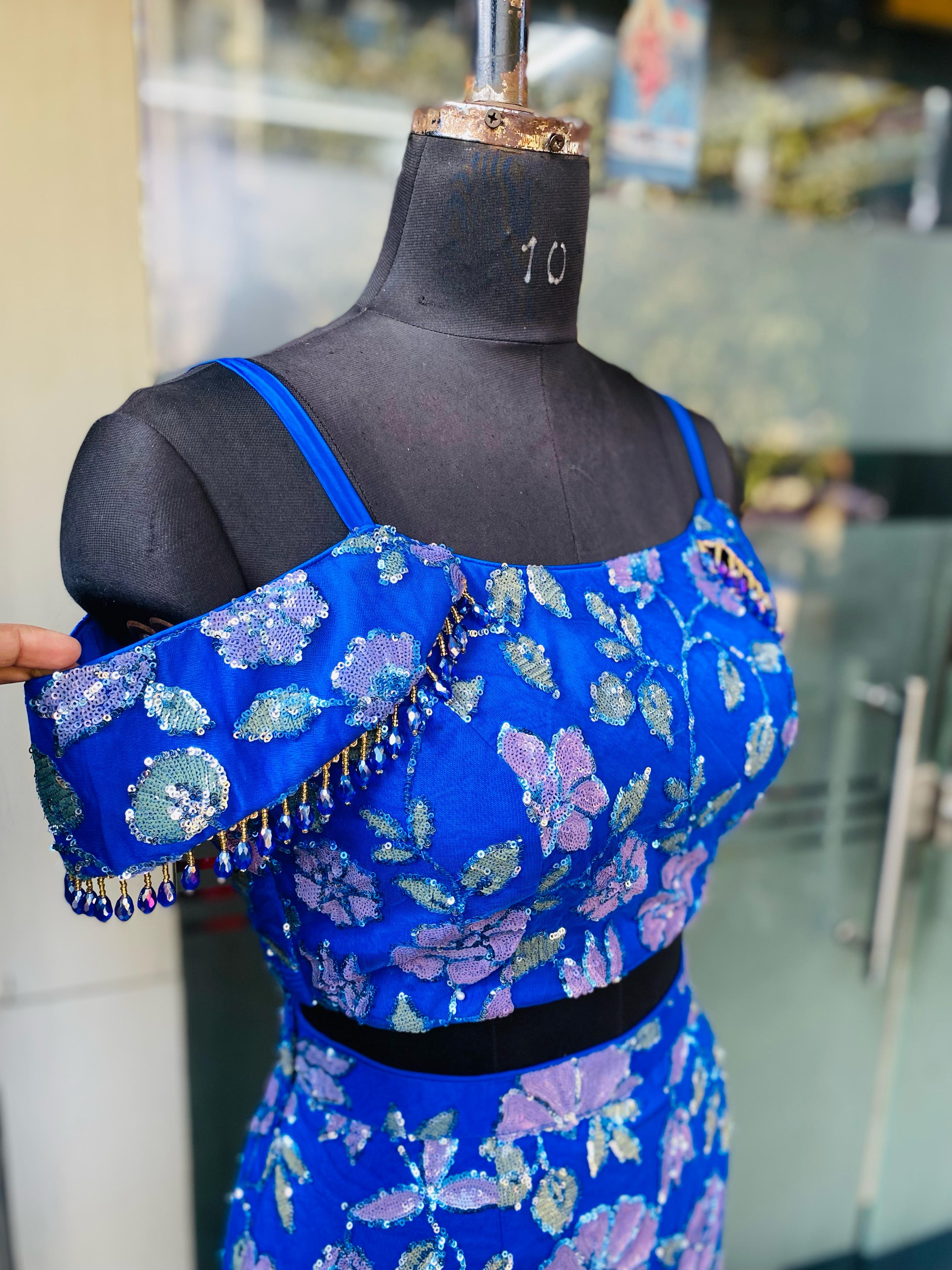 Blue Bridal Mehendi Lehenga