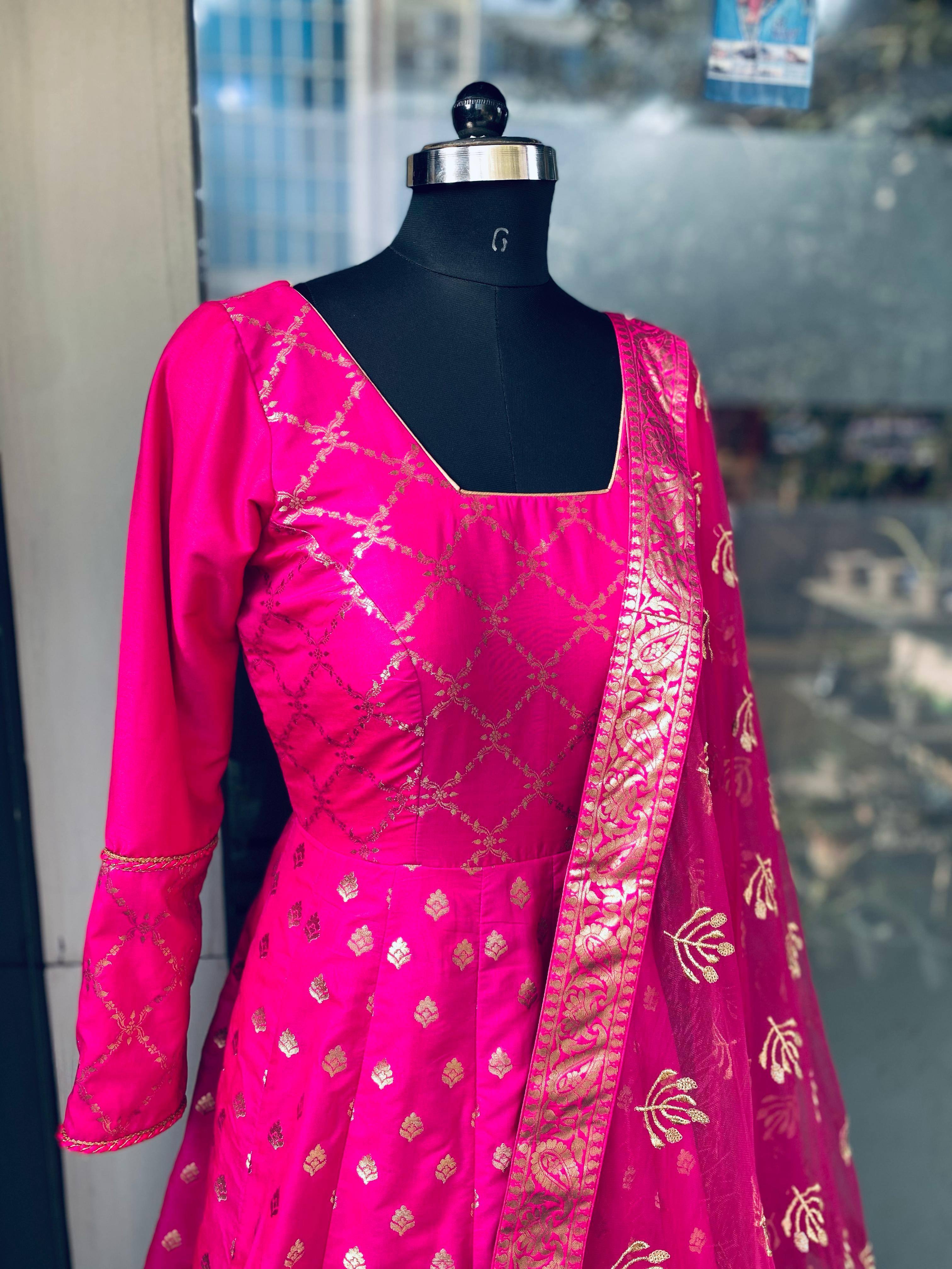 Pink Banarasi Anarkali