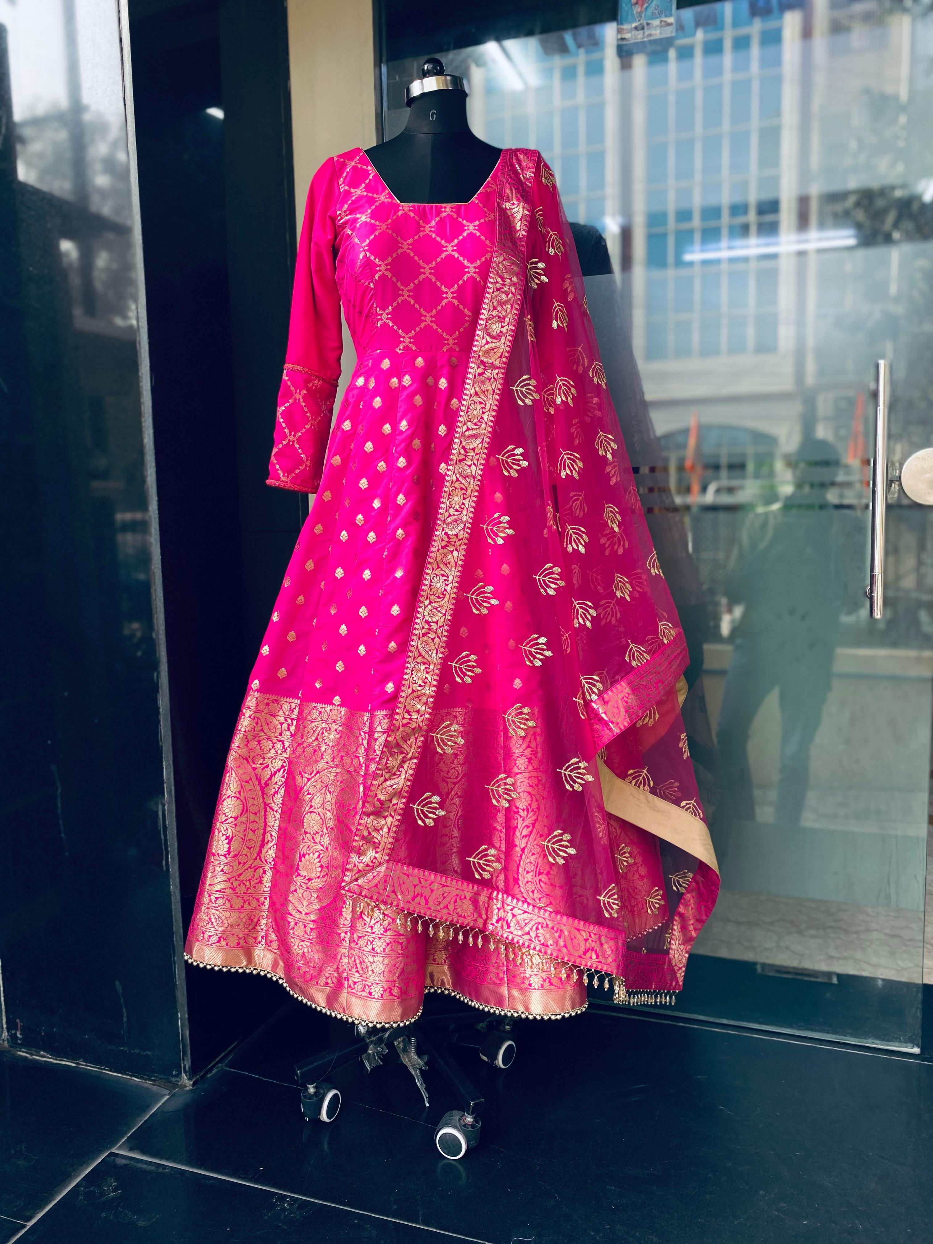 Pink Banarasi Anarkali