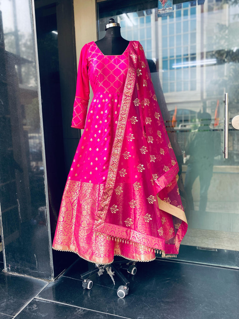 Pink Banarasi Anarkali
