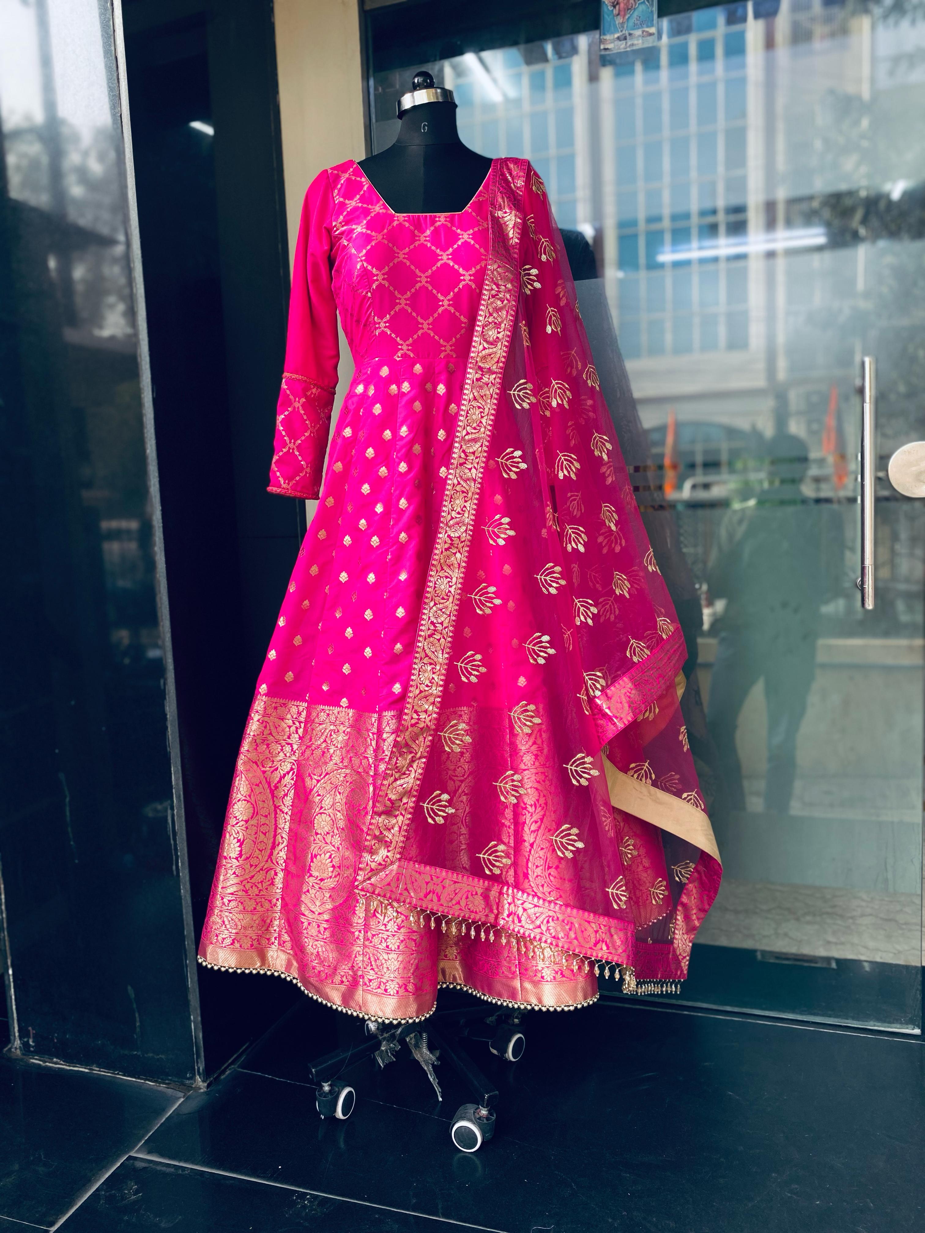 Pink Banarasi Anarkali