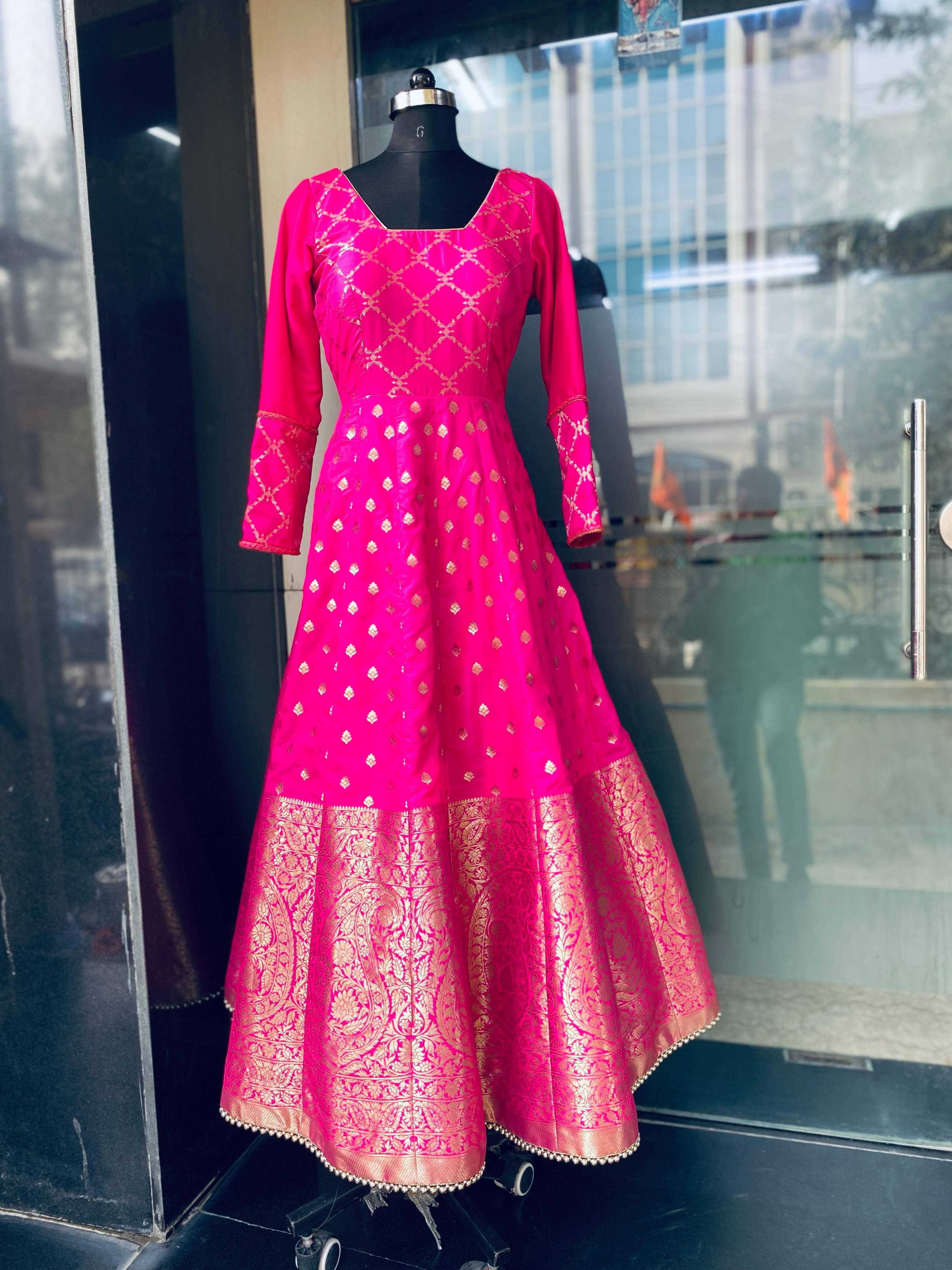 Pink Banarasi Anarkali