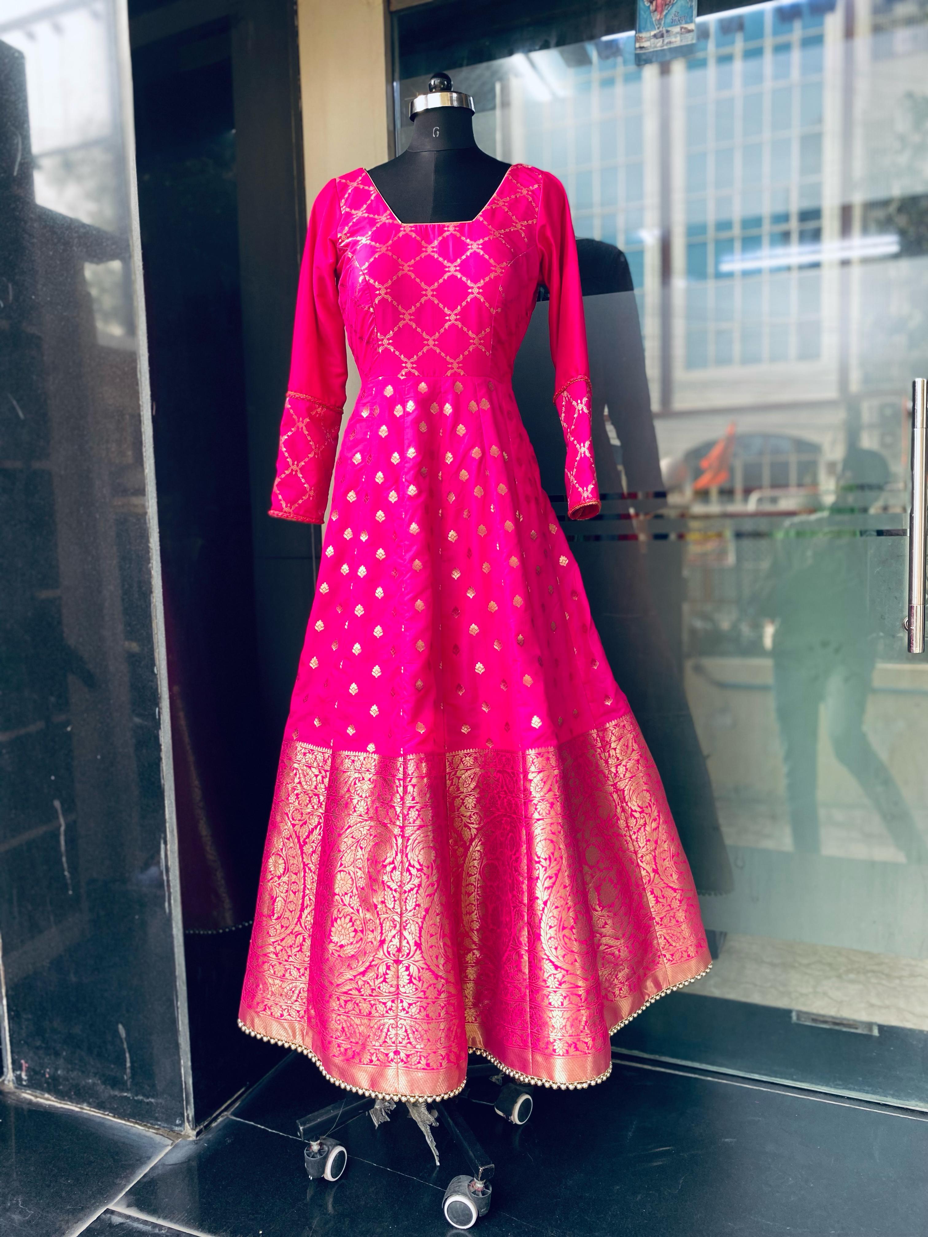 Pink Banarasi Anarkali