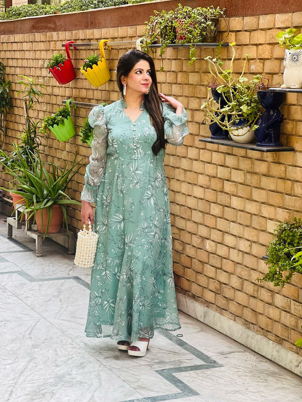 Sage Green Dandelions Maxi