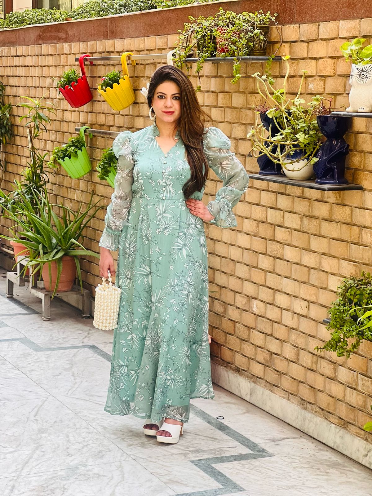 Sage Green Dandelions Maxi