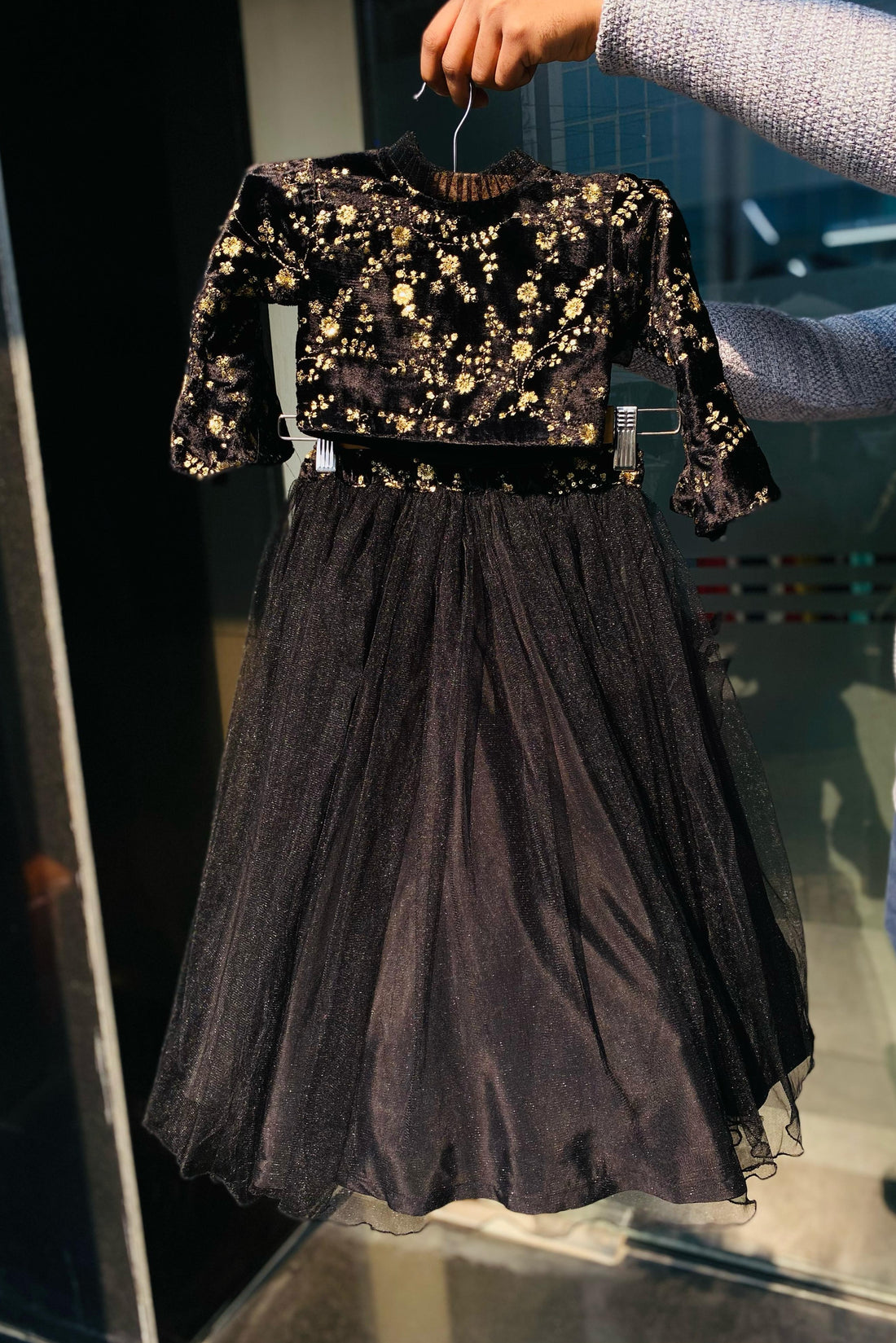 Black Velvet Kidswear Lehenga Set