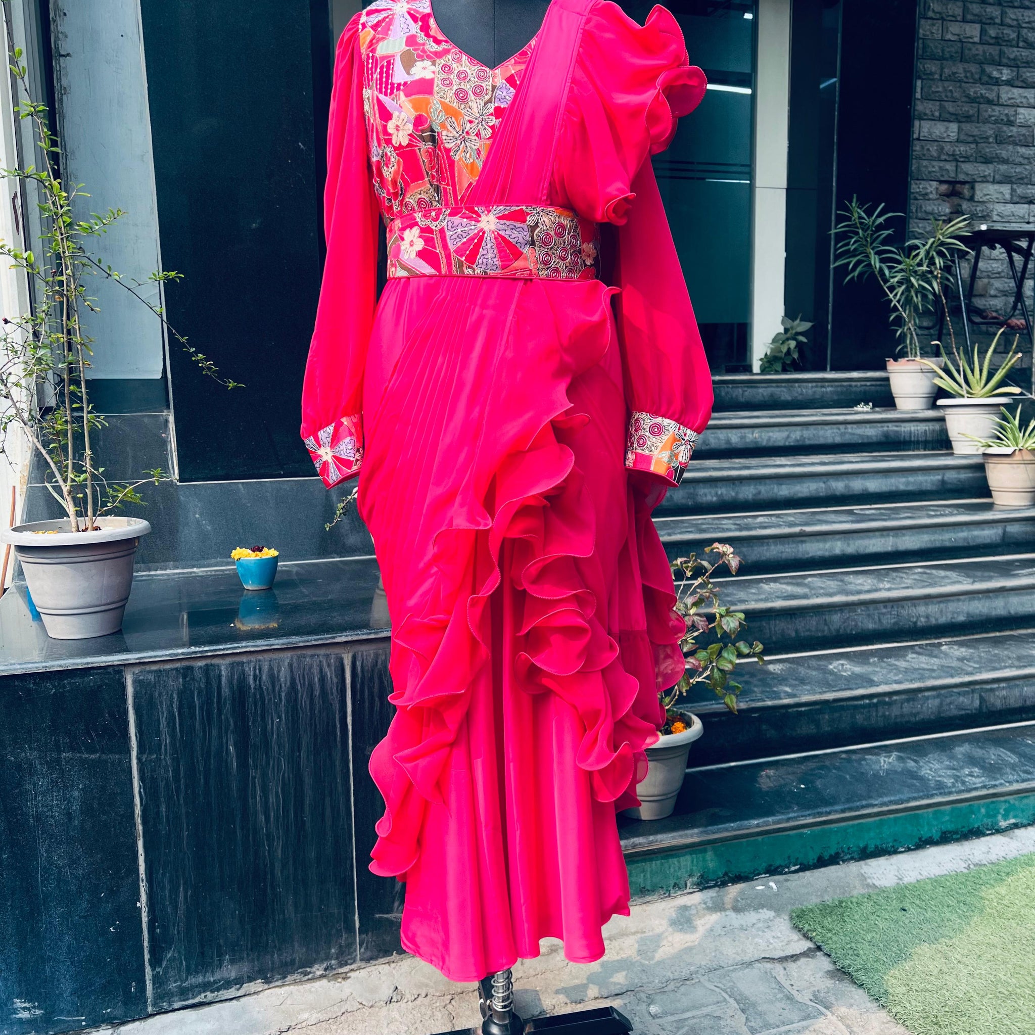 Carrot Carnival Saree Drape