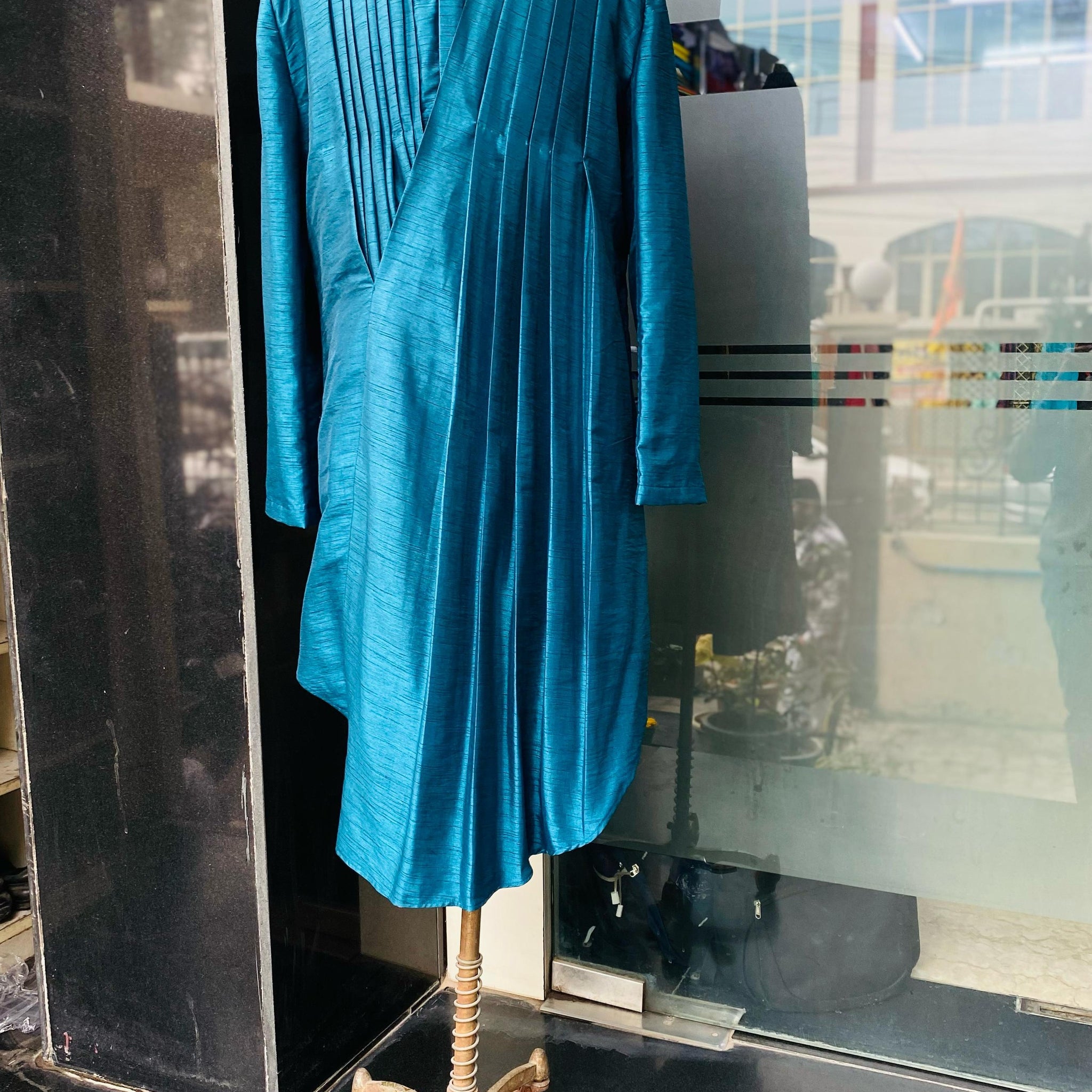 Menswear Turqouise Drape Kurta