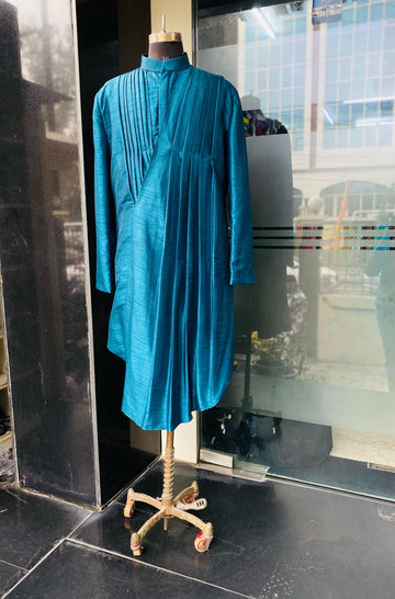 Menswear Turqouise Drape Kurta