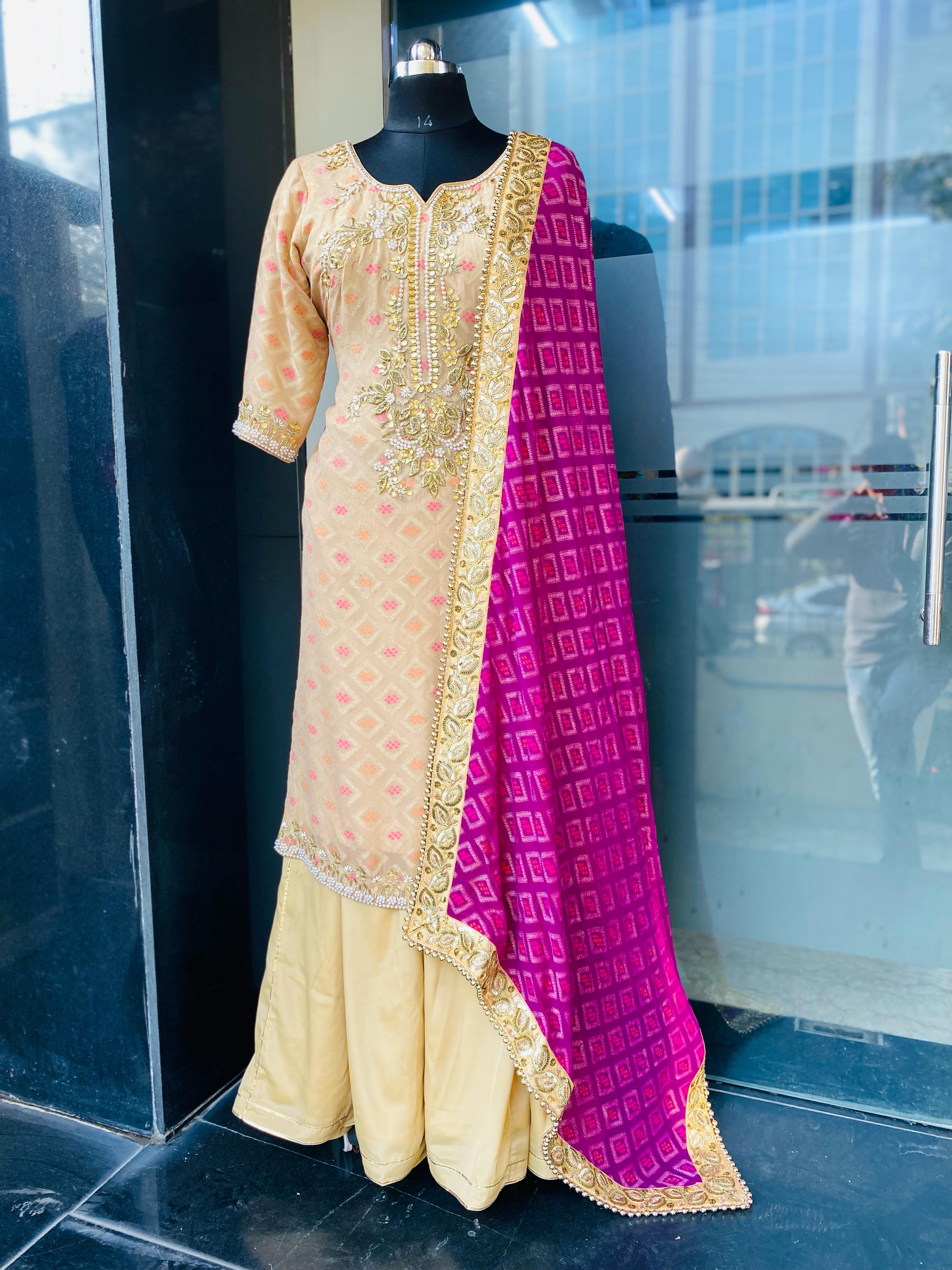 Violet Silk Sharara Suit