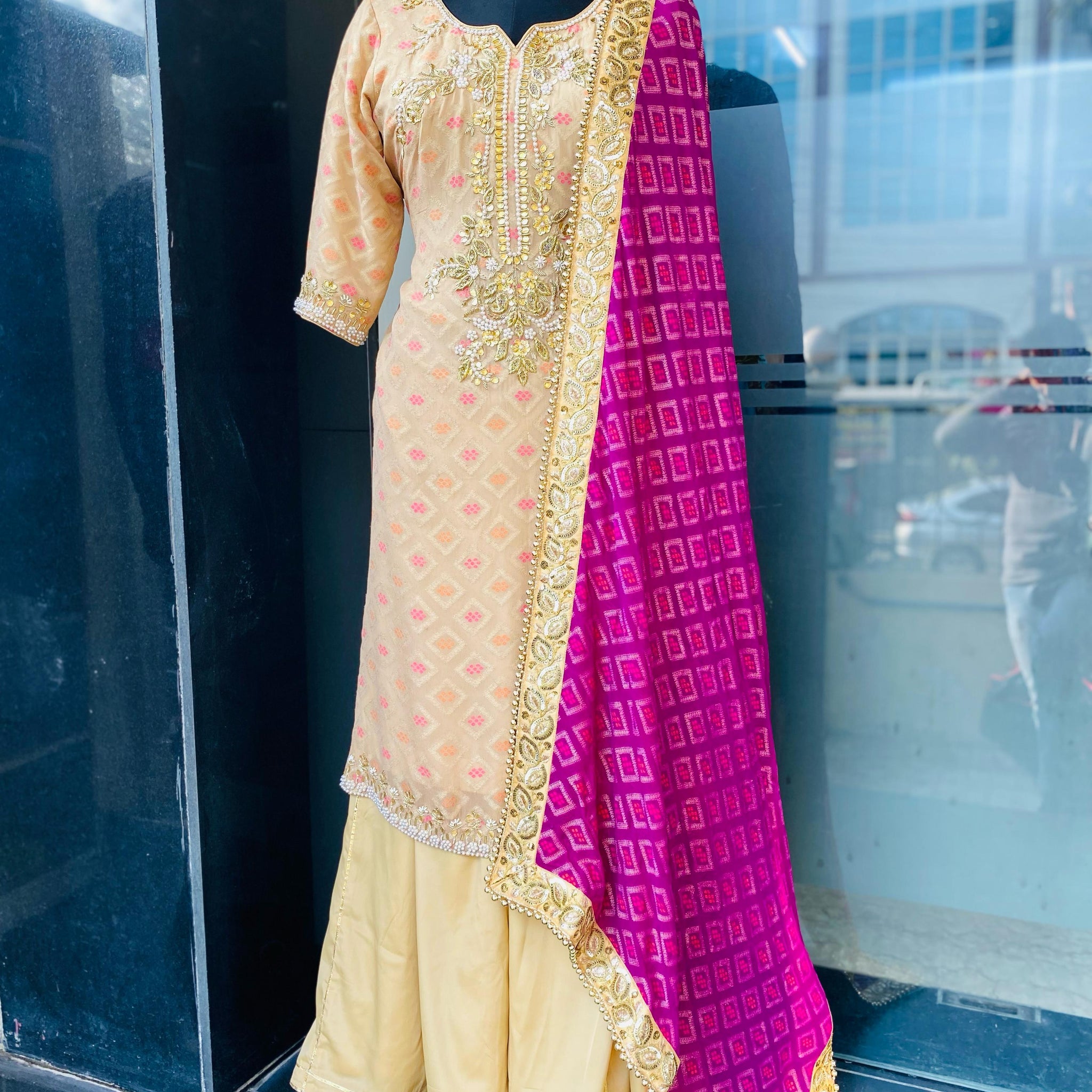 Violet Silk Sharara Suit