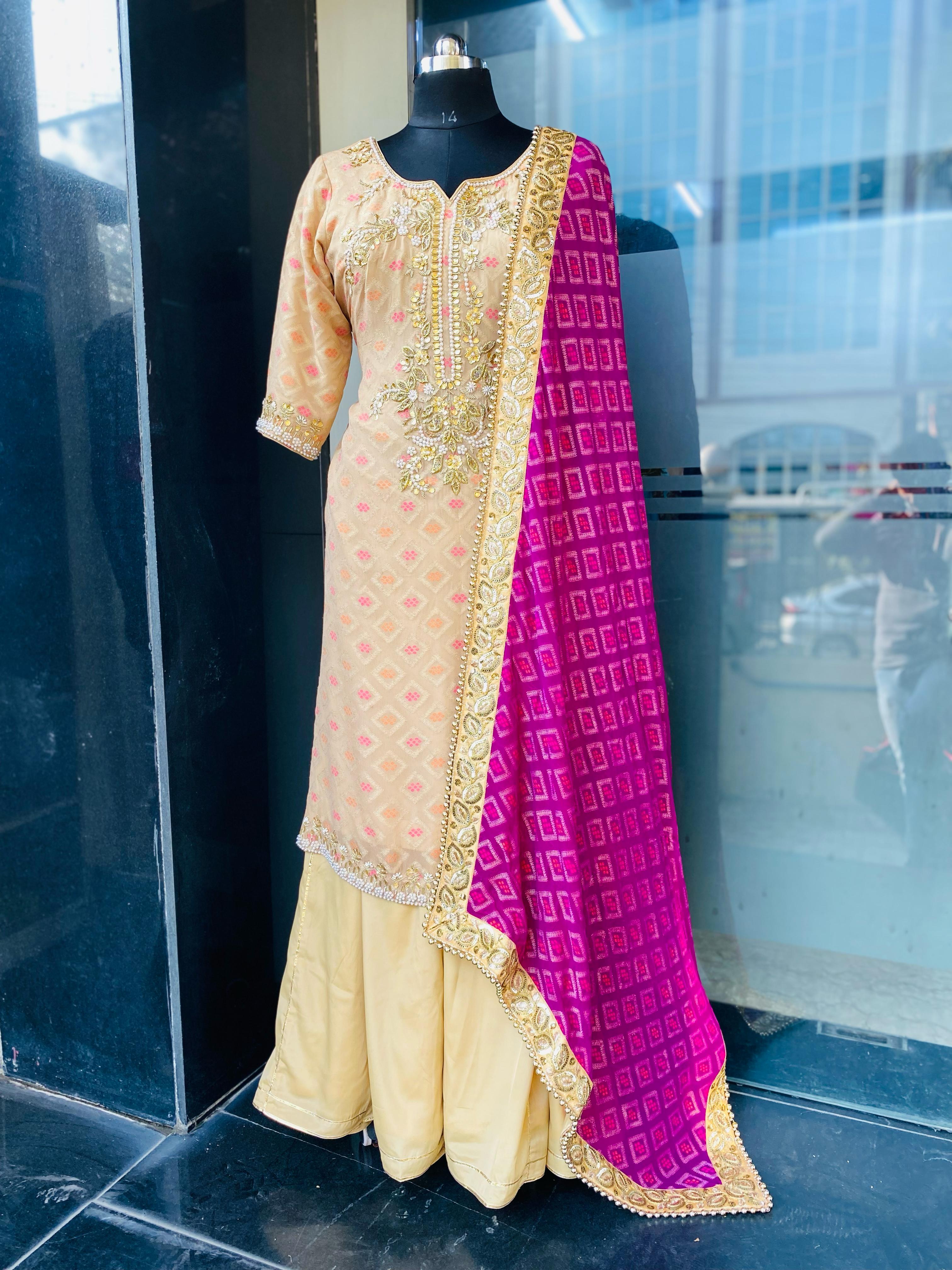 Violet Silk Sharara Suit