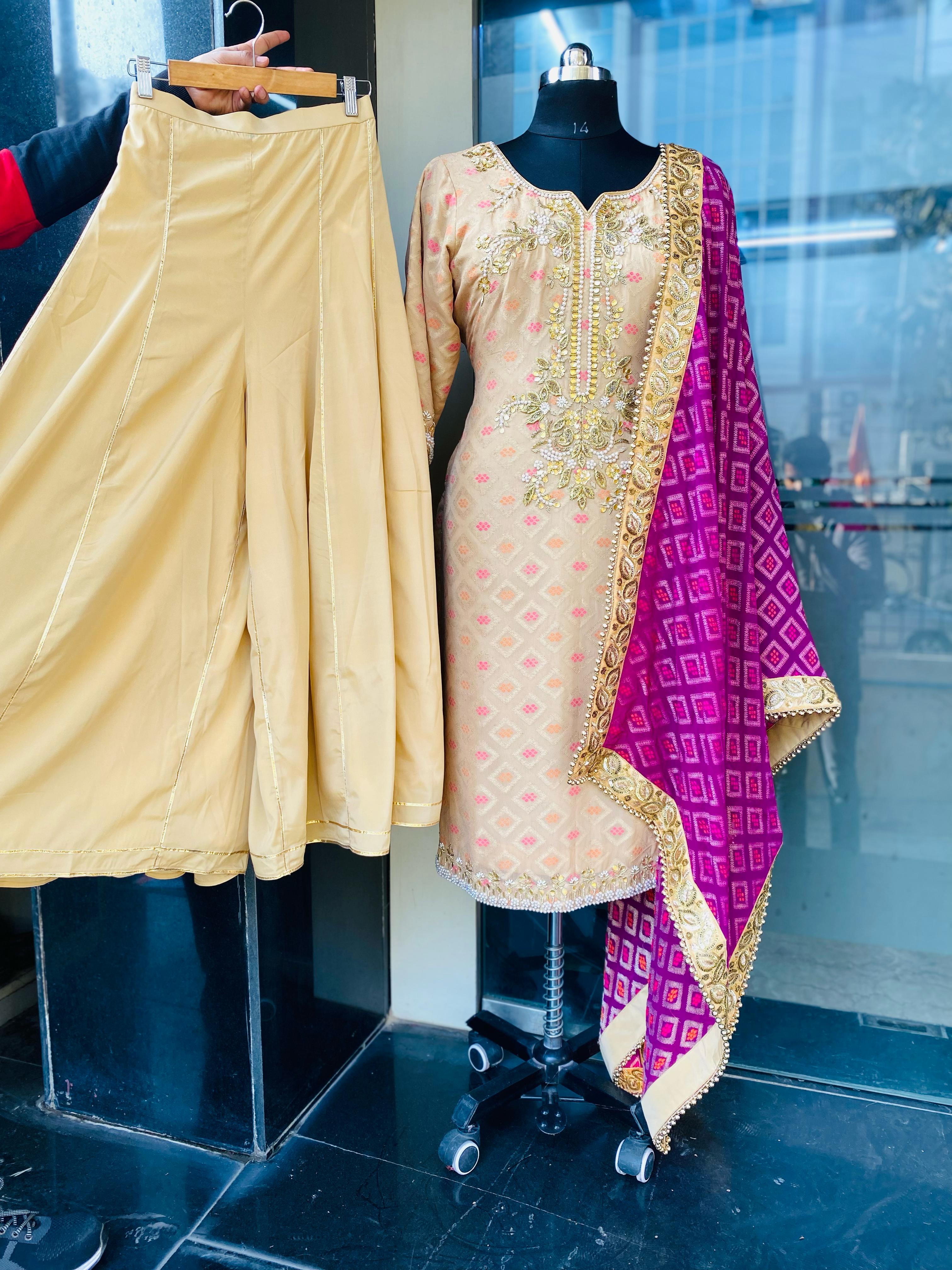 Violet Silk Sharara Suit