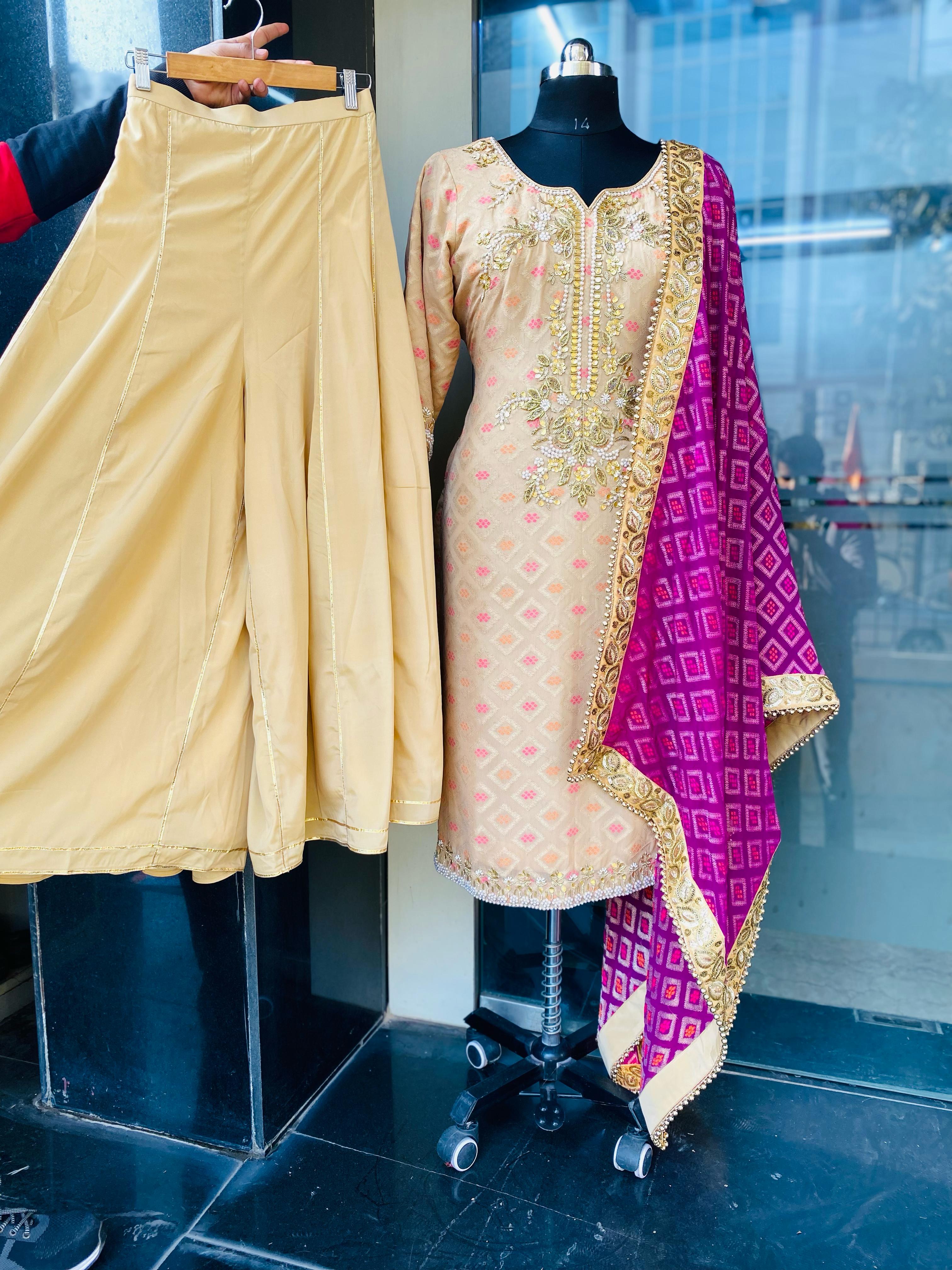 Violet Silk Sharara Suit