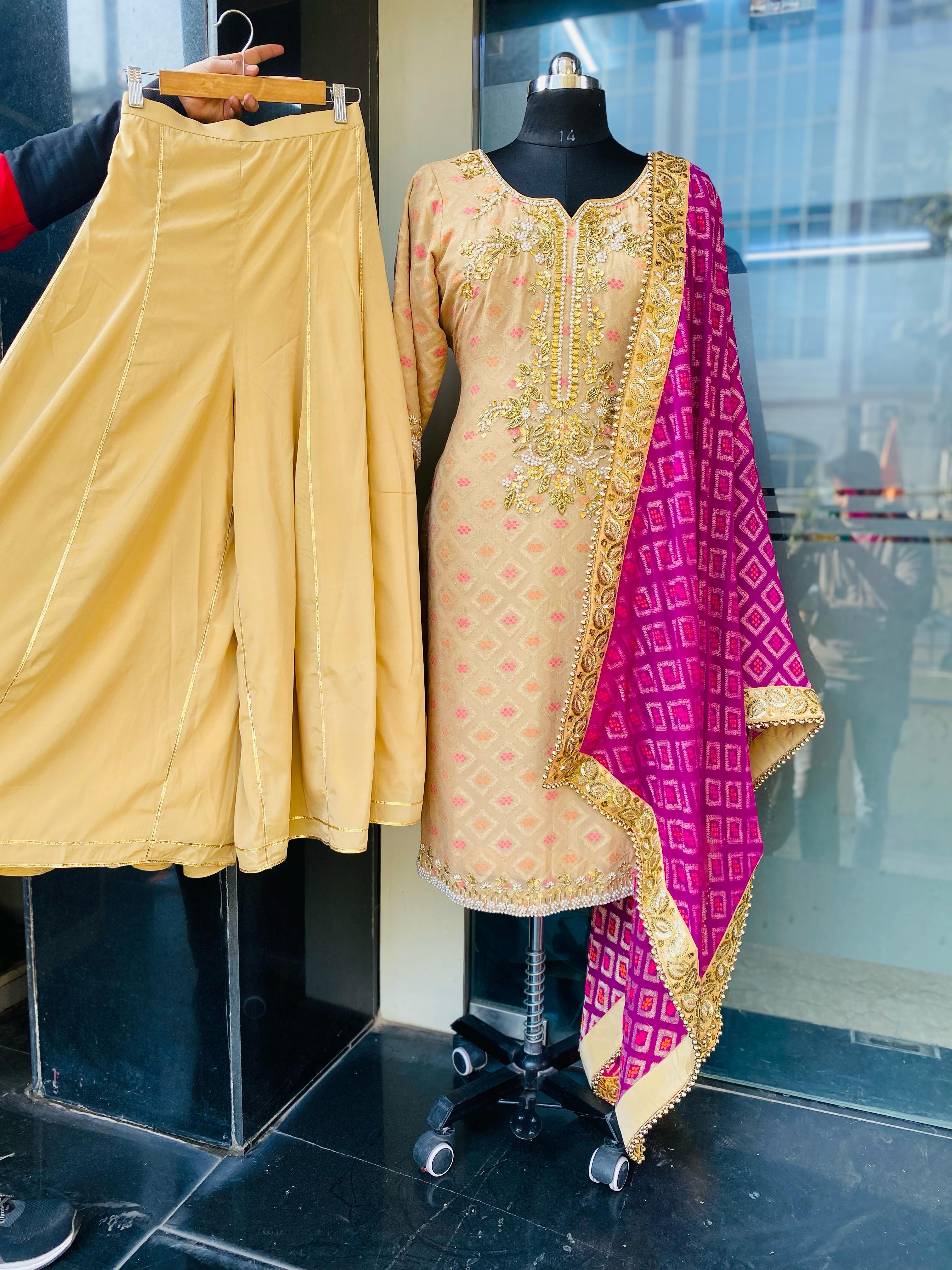 Violet Silk Sharara Suit