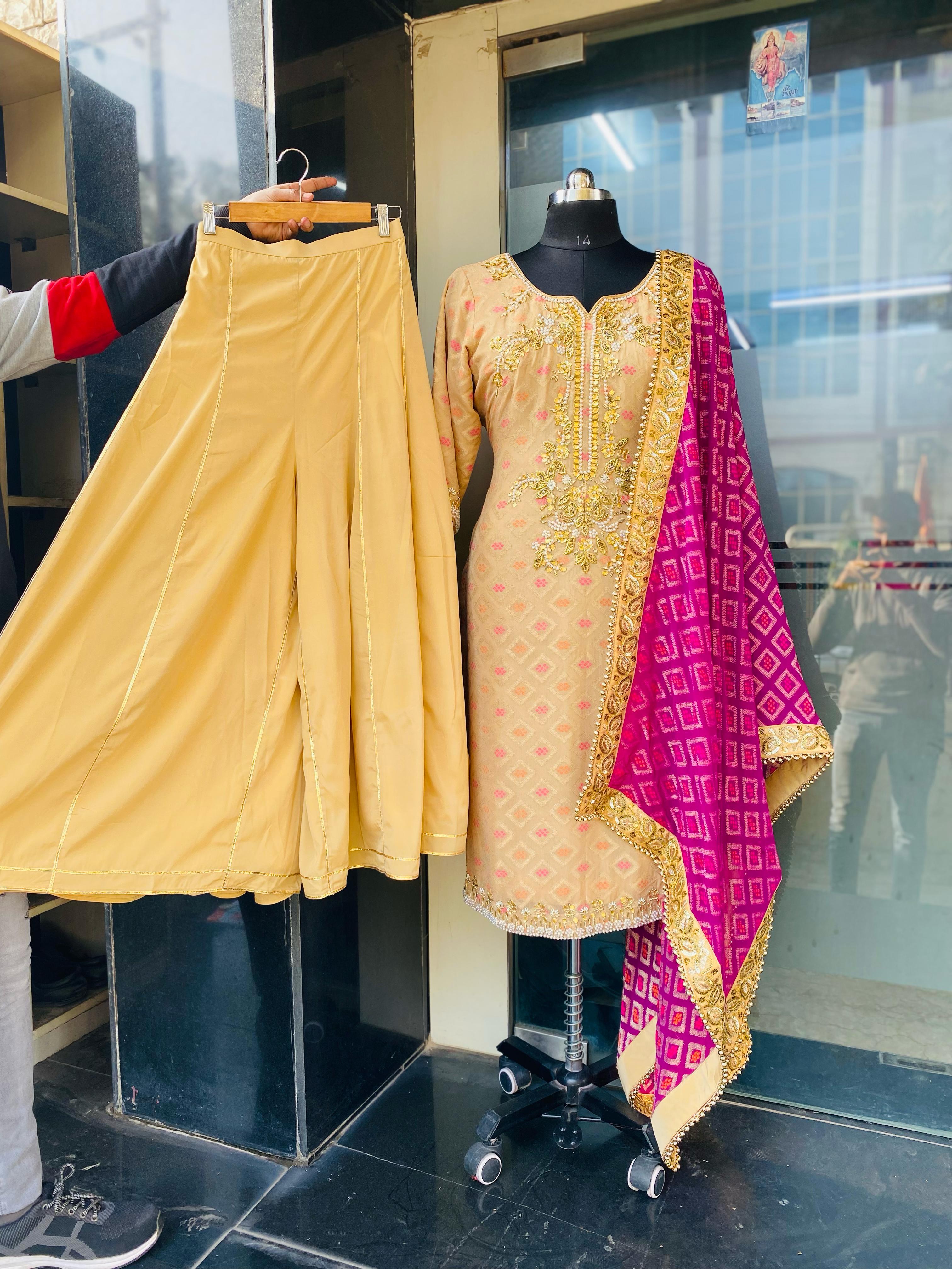 Violet Silk Sharara Suit