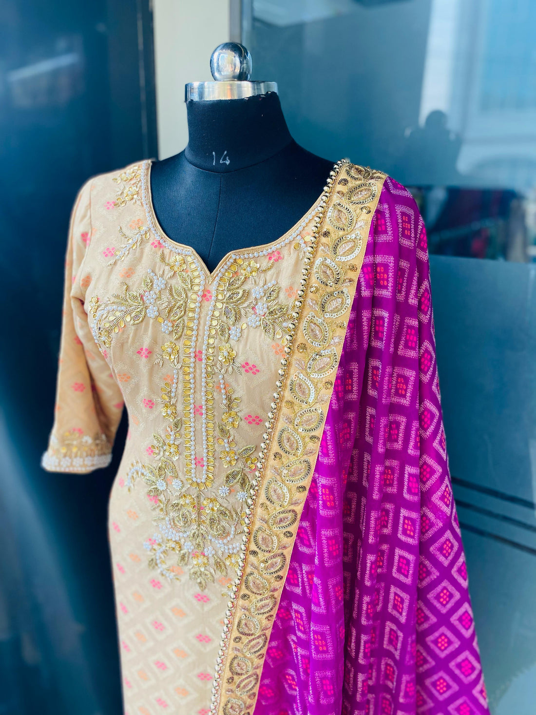 Violet Silk Sharara Suit