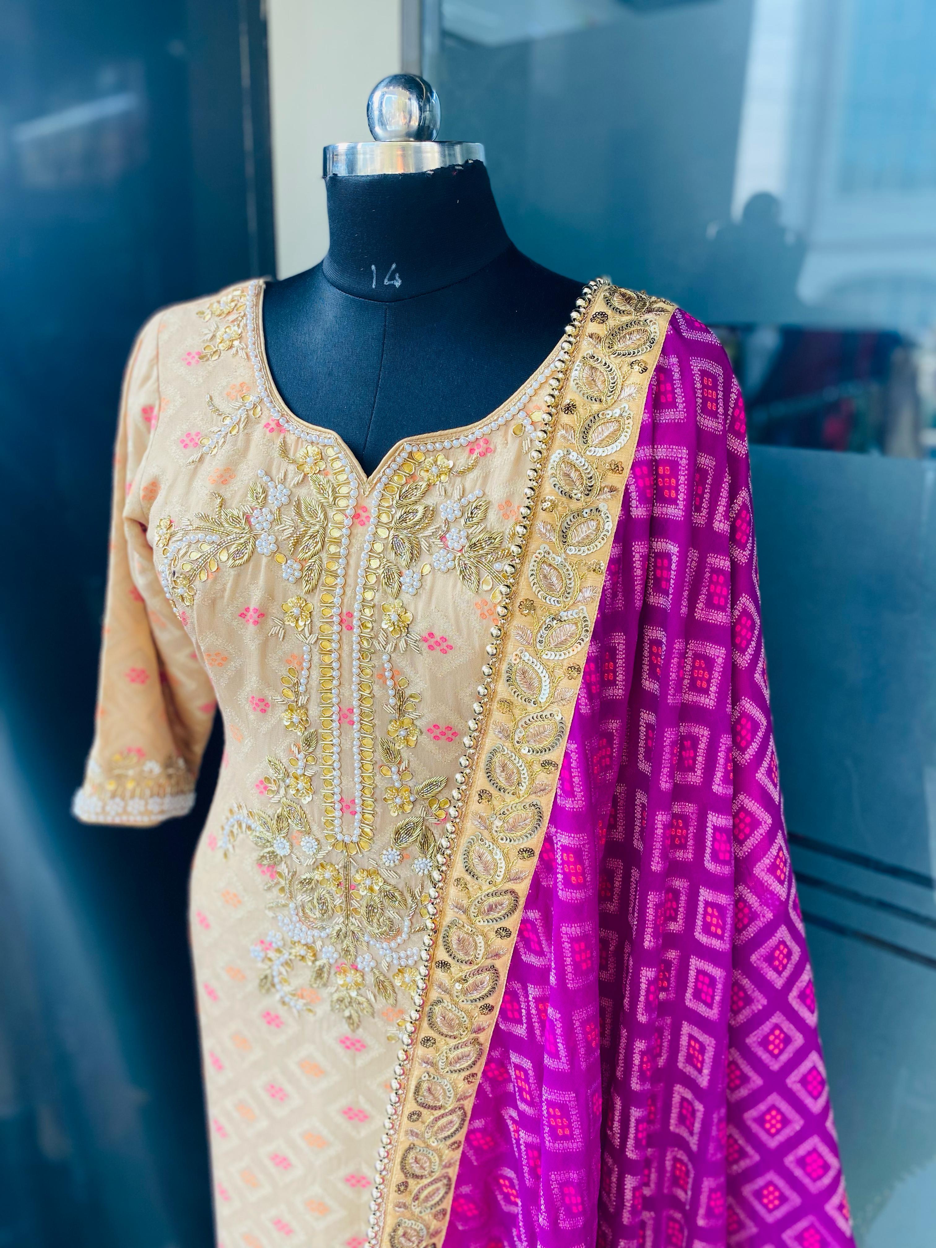 Violet Silk Sharara Suit