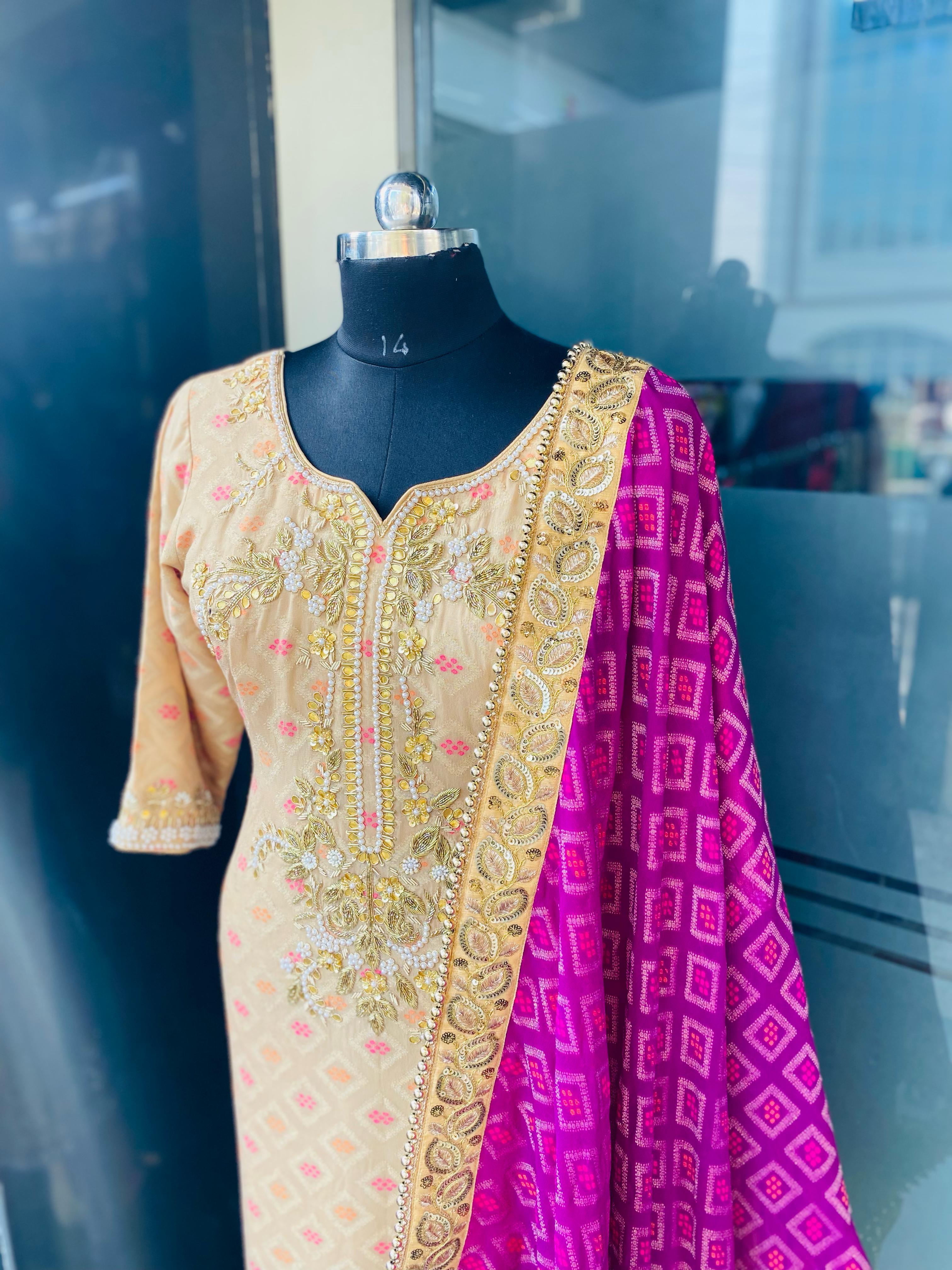 Violet Silk Sharara Suit