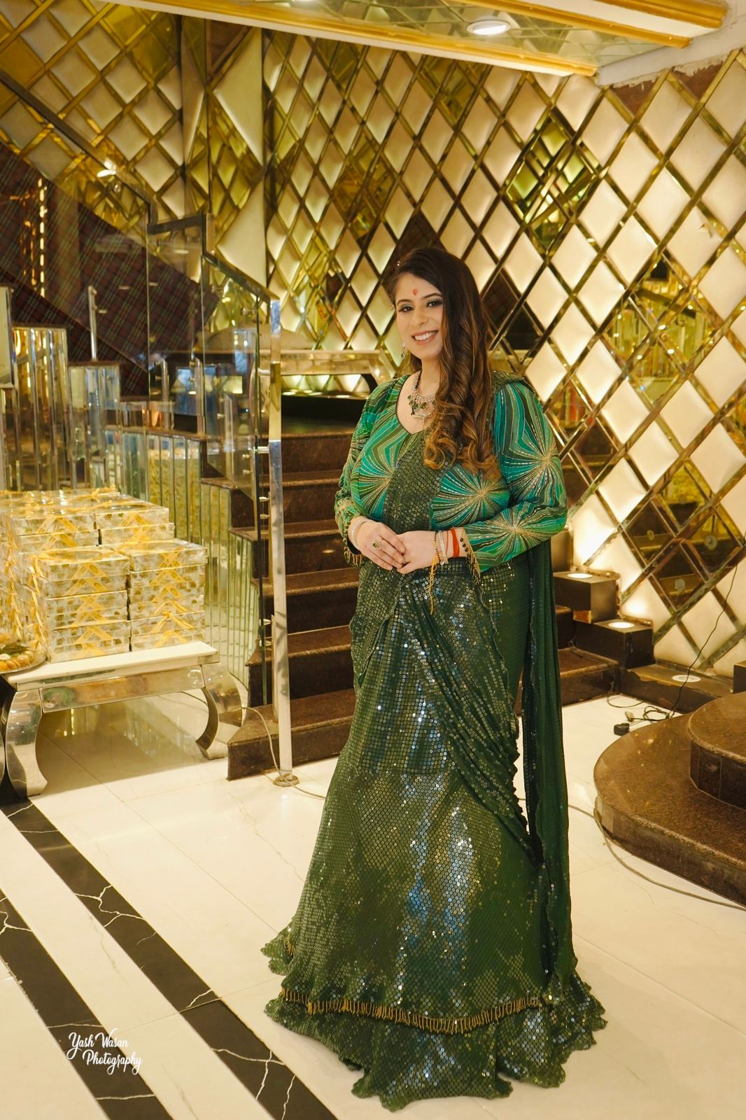 Green Sequin Saree