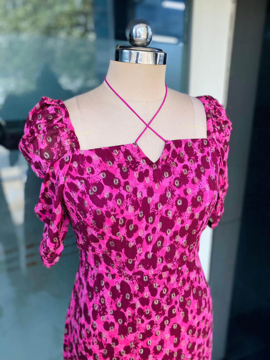 Pink Cheetah Lurex Midi