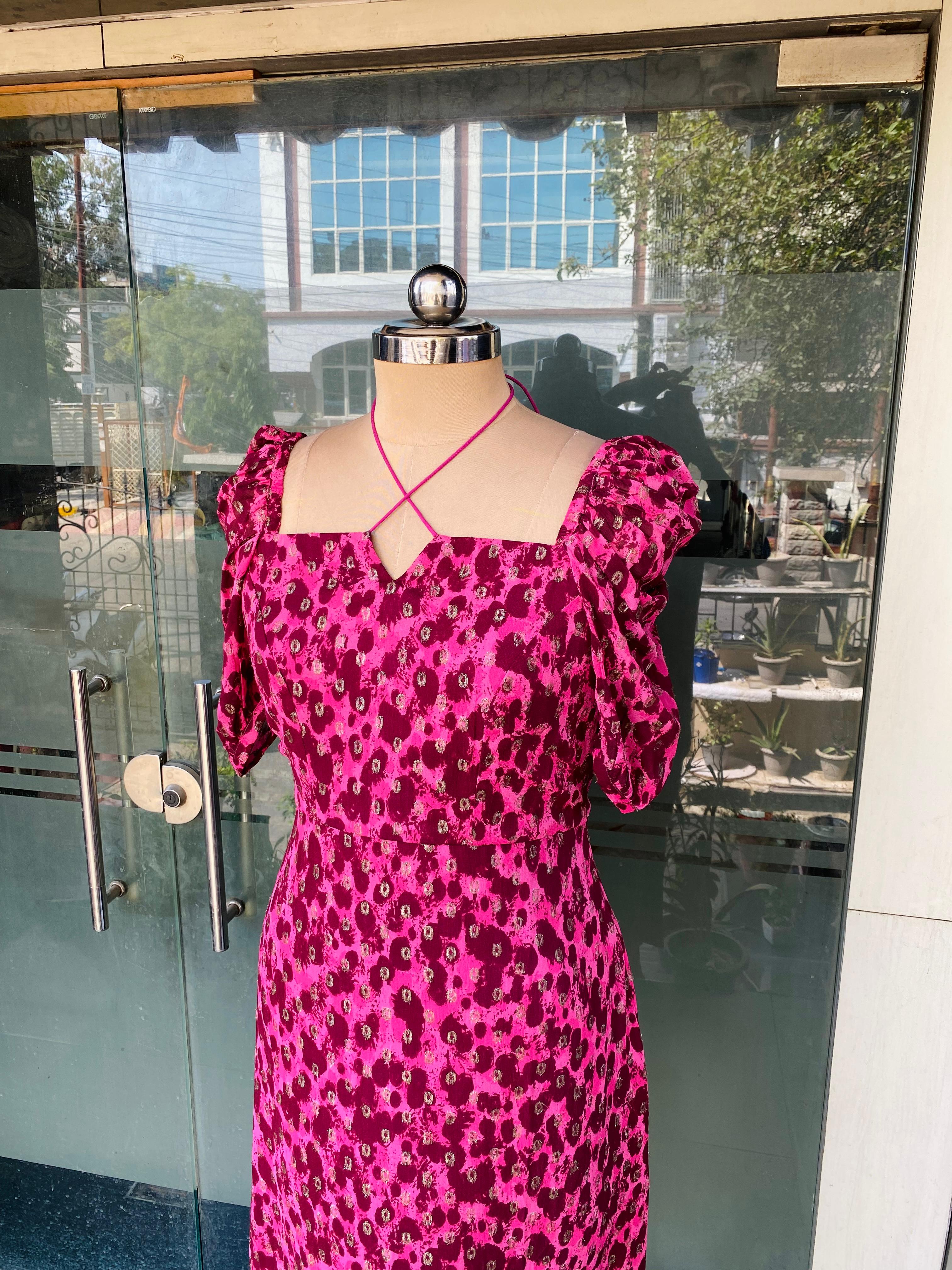 Pink Cheetah Lurex Midi