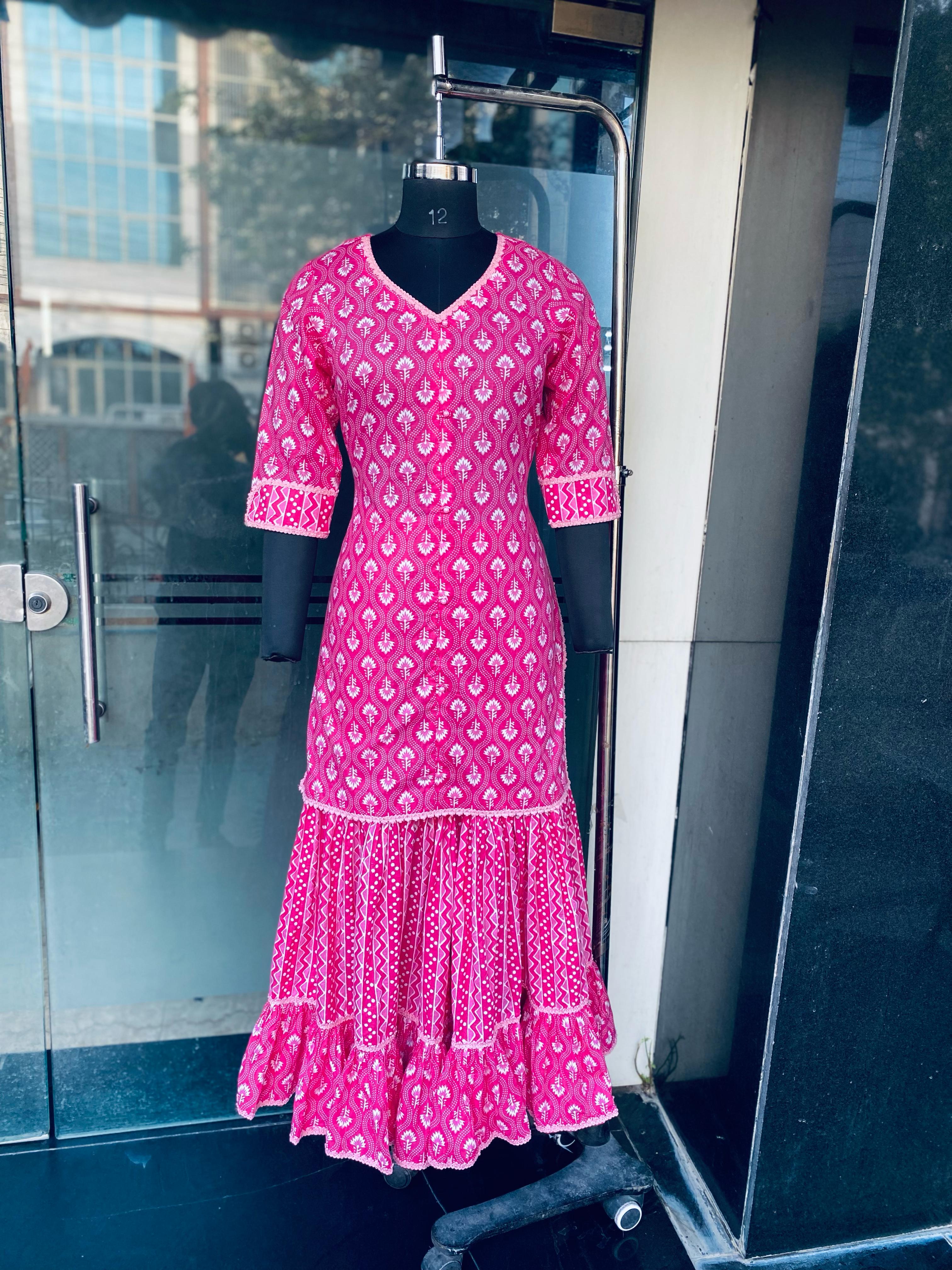 Pink Jaipuri Cotton Garara Suit