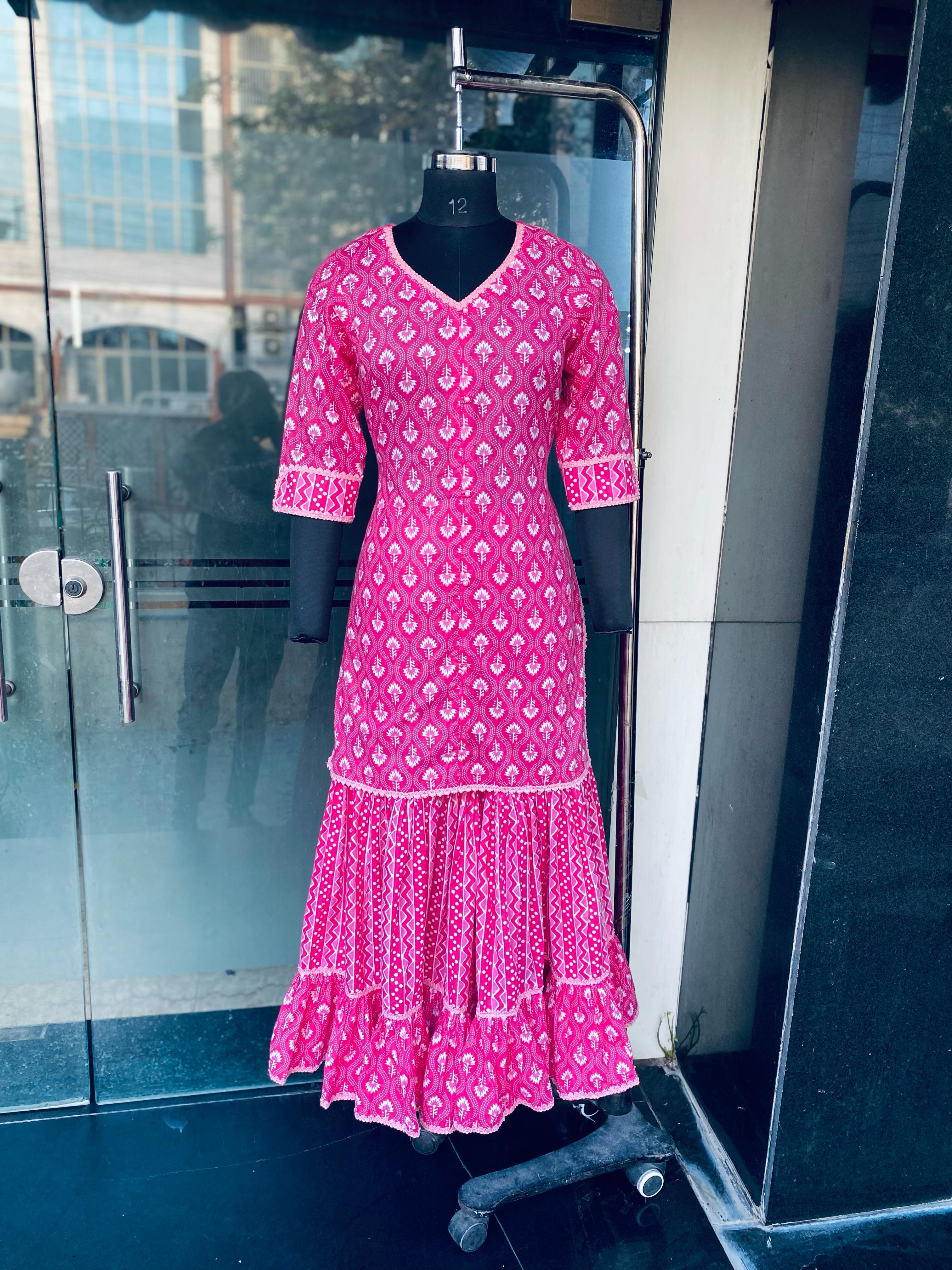 Pink Jaipuri Cotton Garara Suit