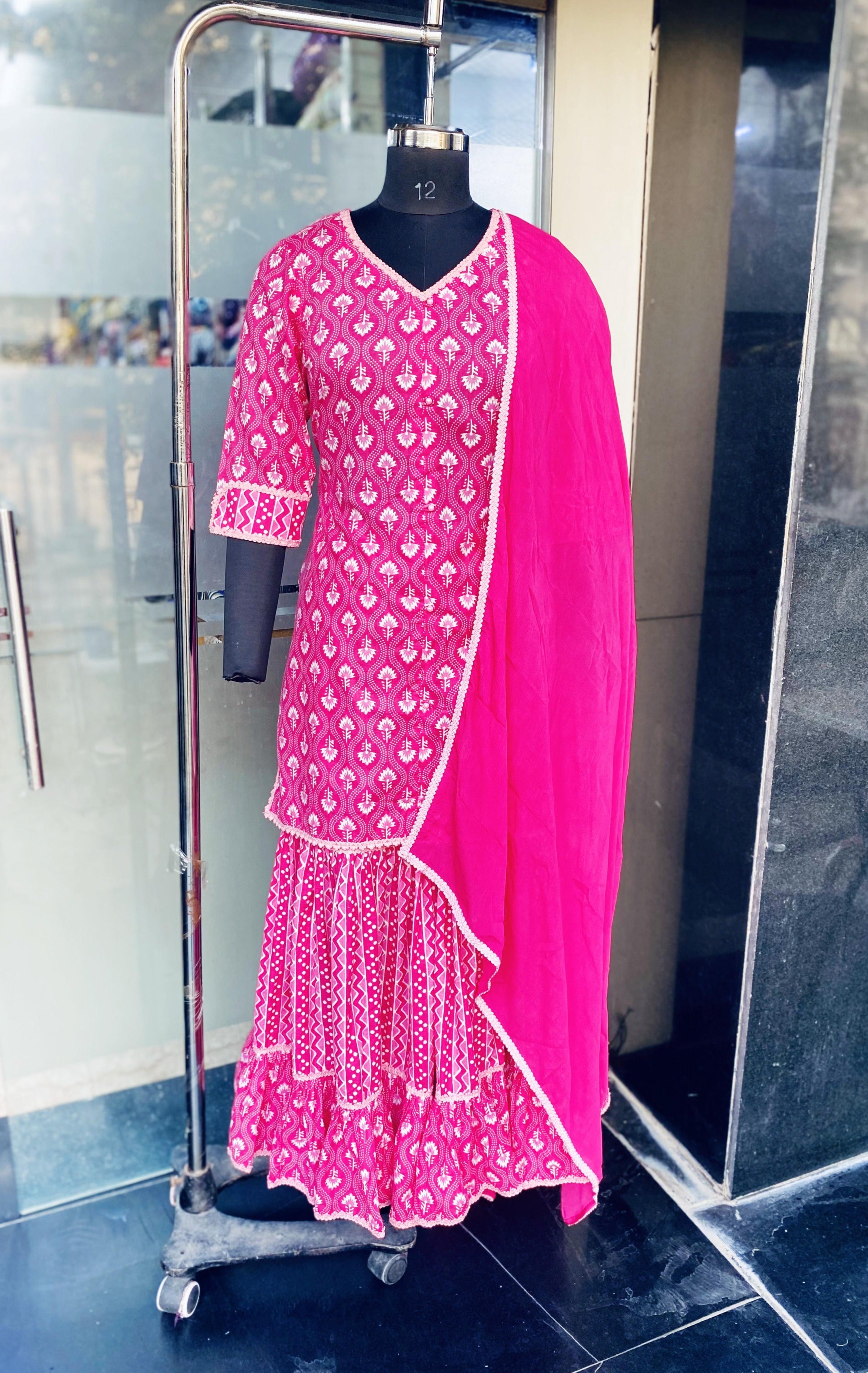 Pink Jaipuri Cotton Garara Suit