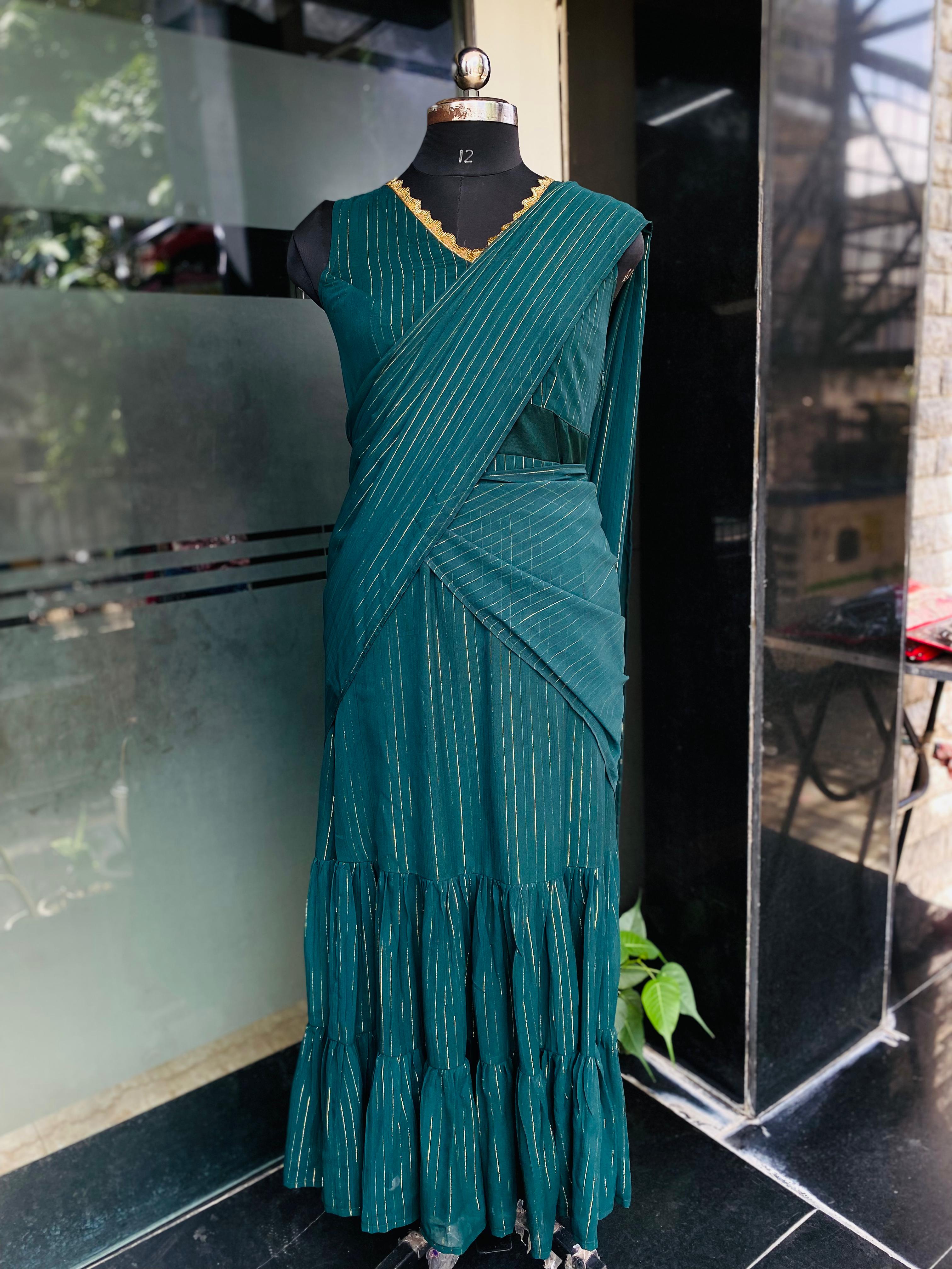 Green Lurex Maxi Saree
