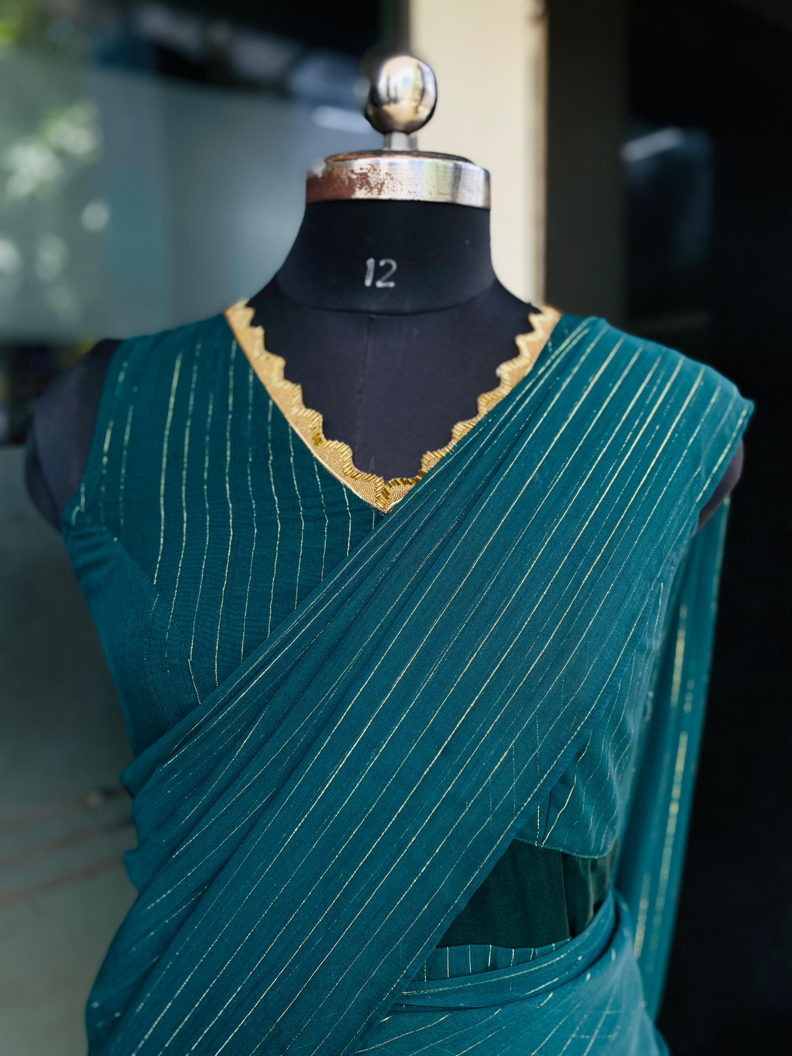 Green Lurex Maxi Saree