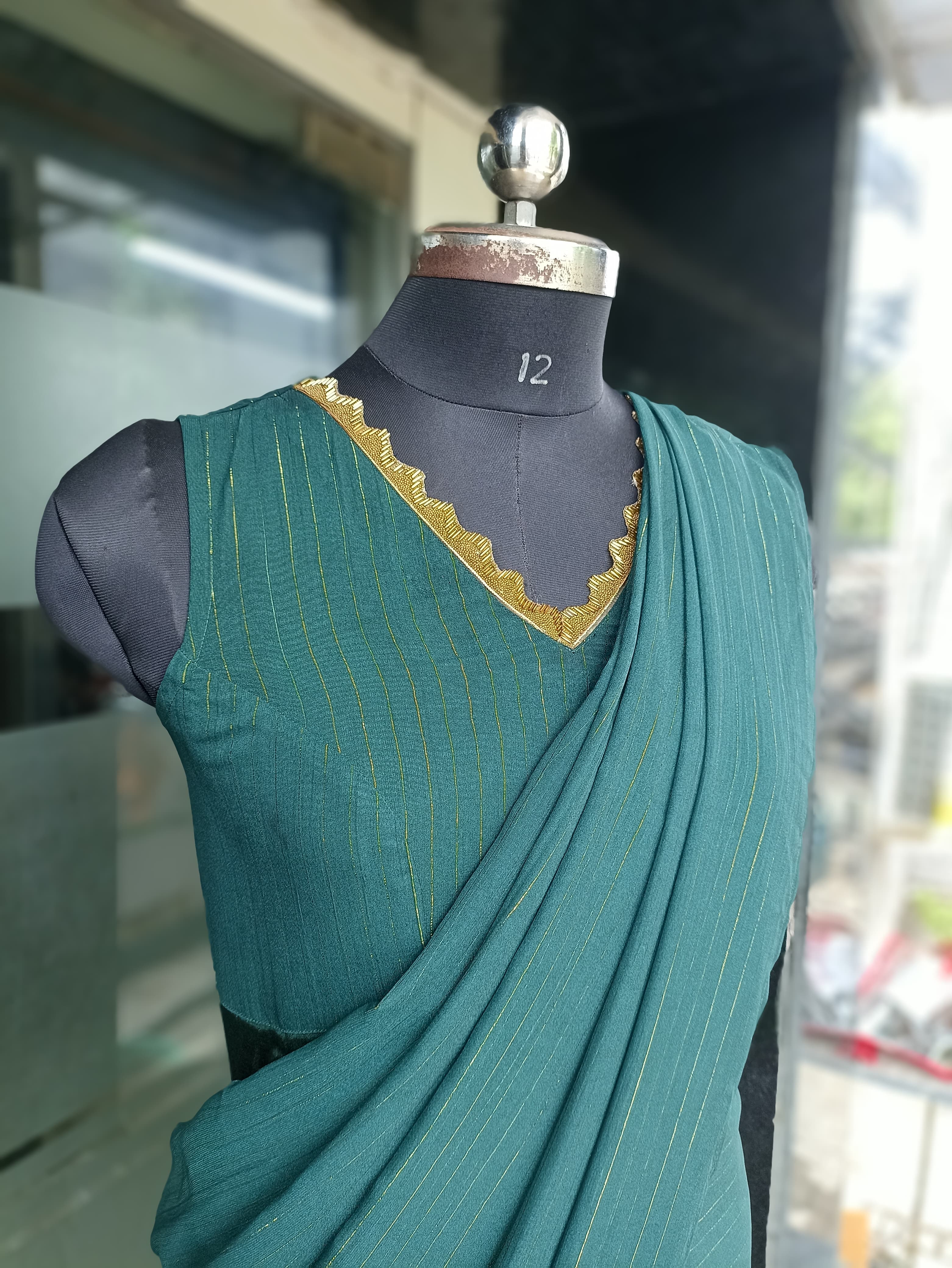 Green Lurex Maxi Saree