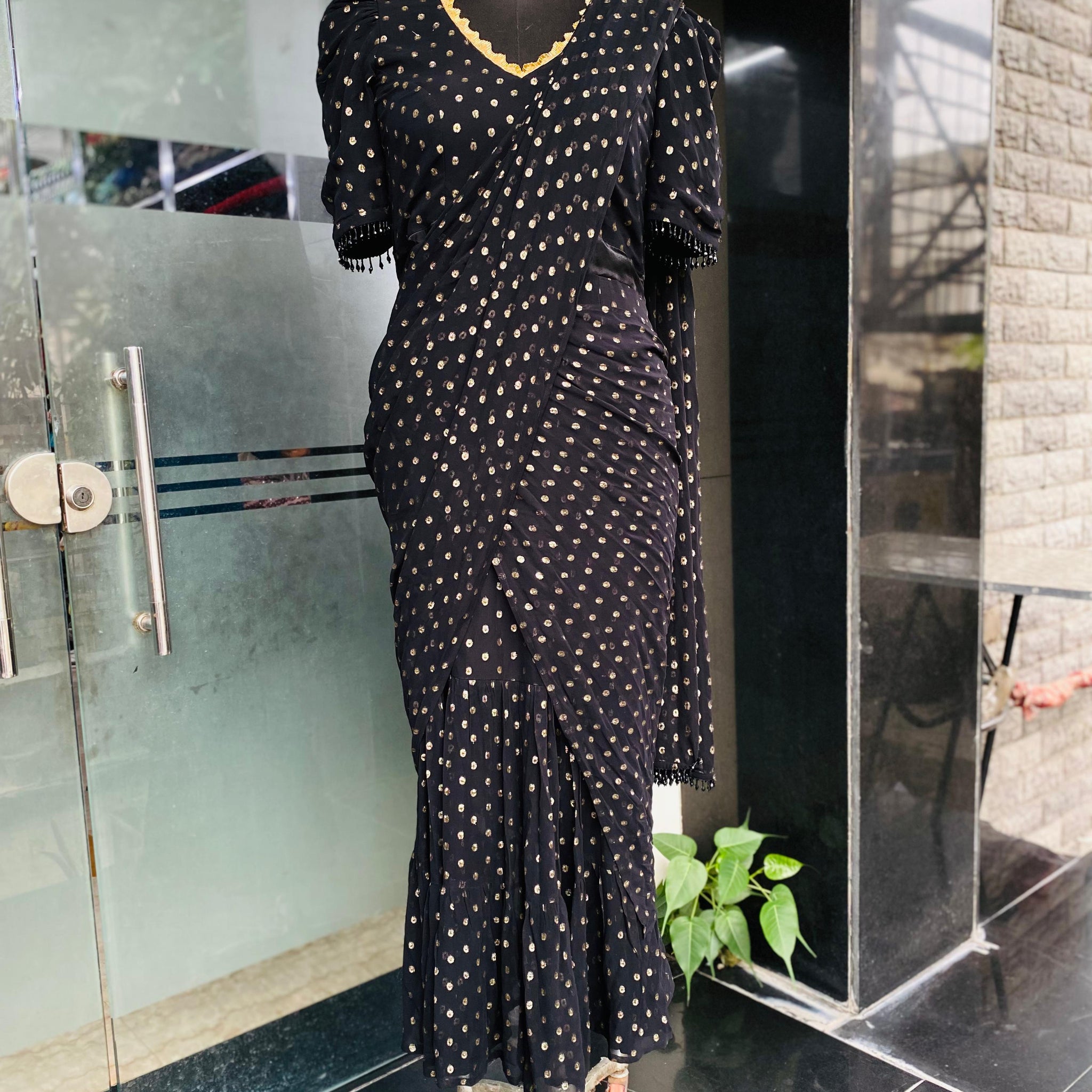 Midnight Black Maxi Saree