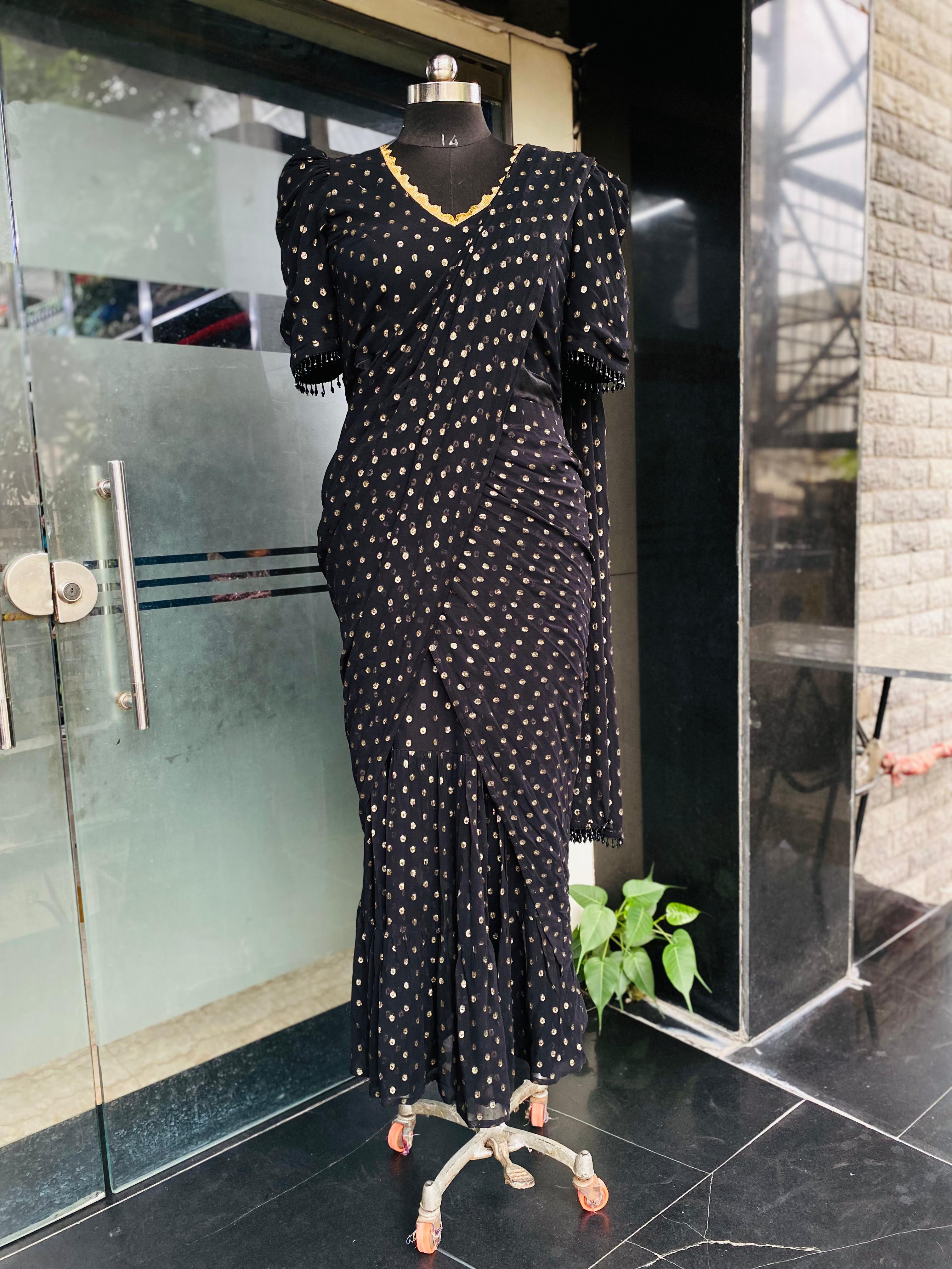 Midnight Black Maxi Saree