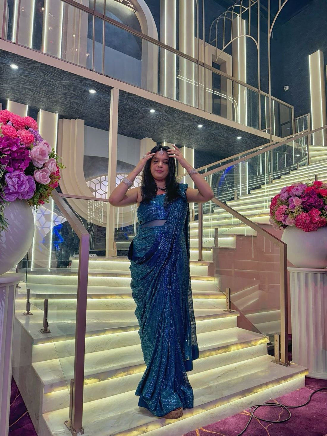 Peacock Sequin SareeÂ Gown