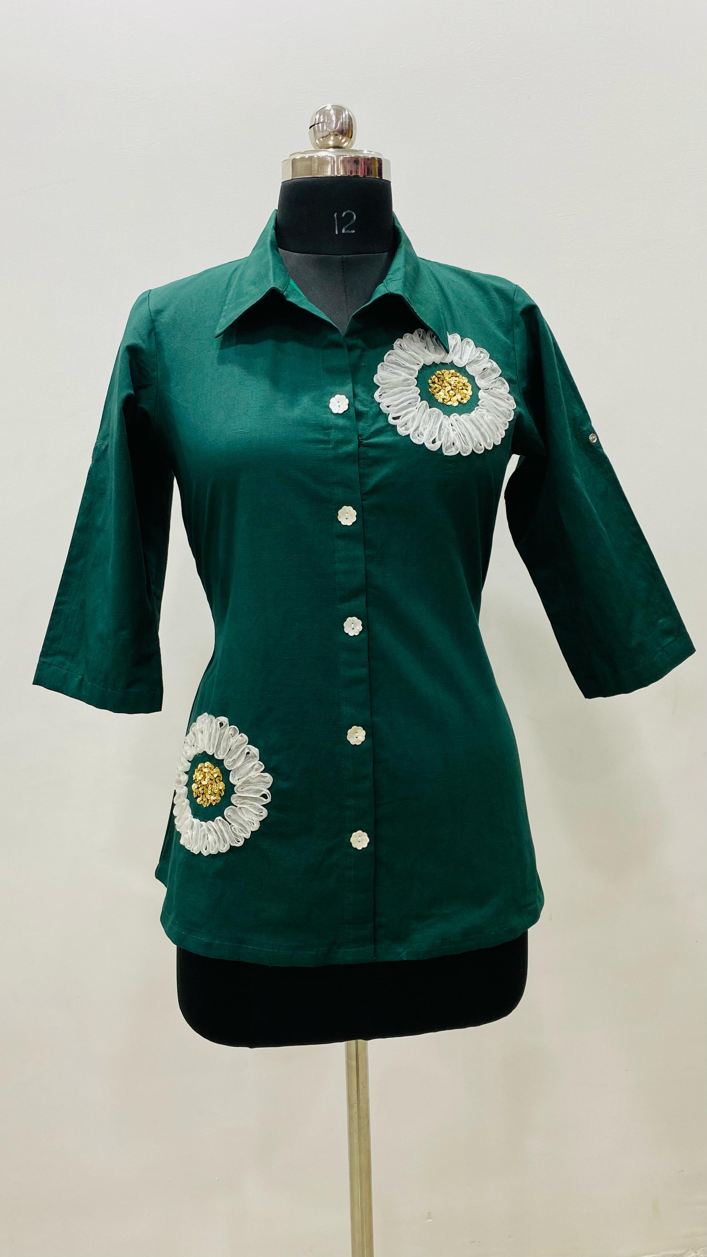 Embroidered Forest Green Shirt