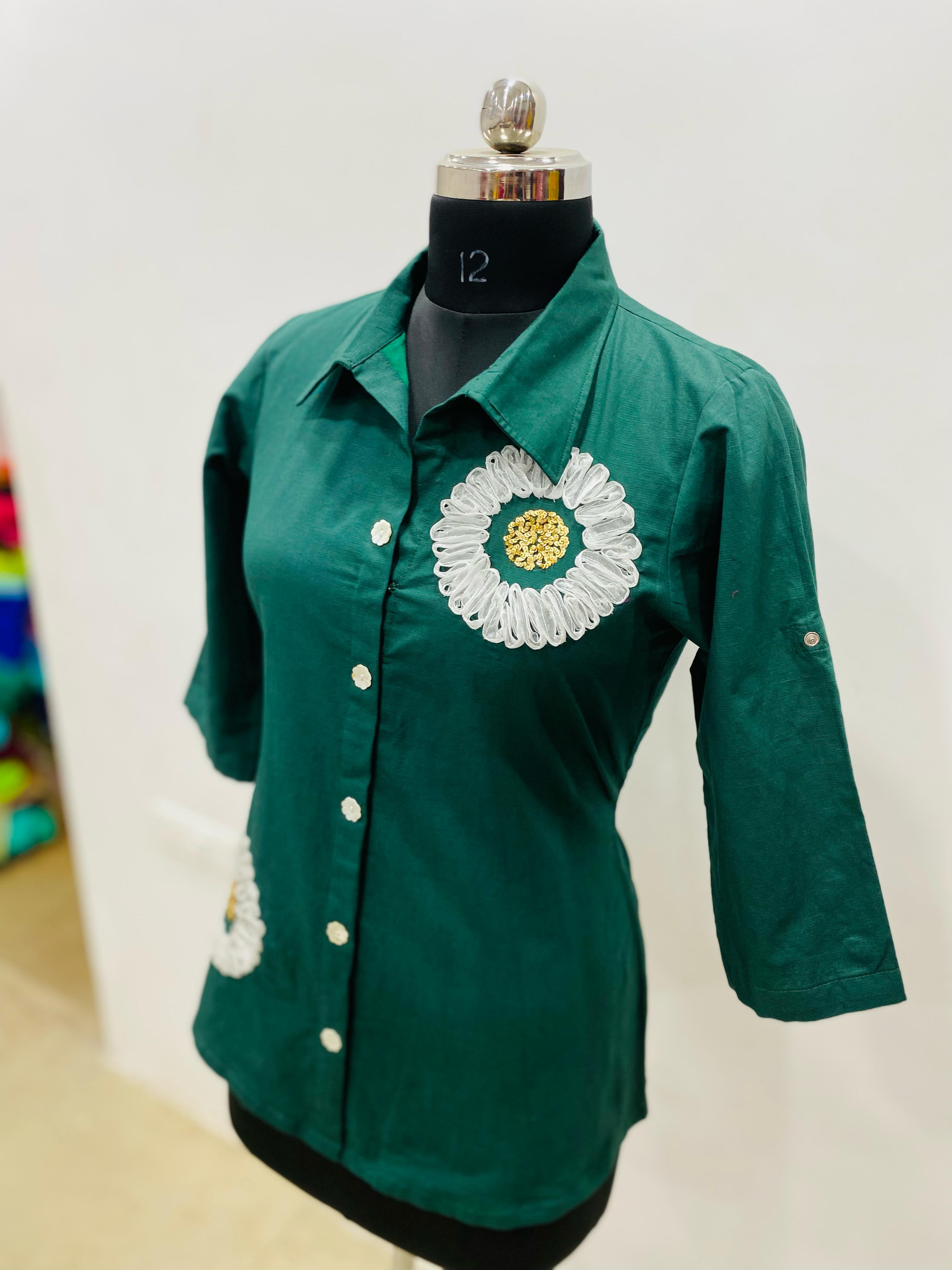 Embroidered Forest Green Shirt