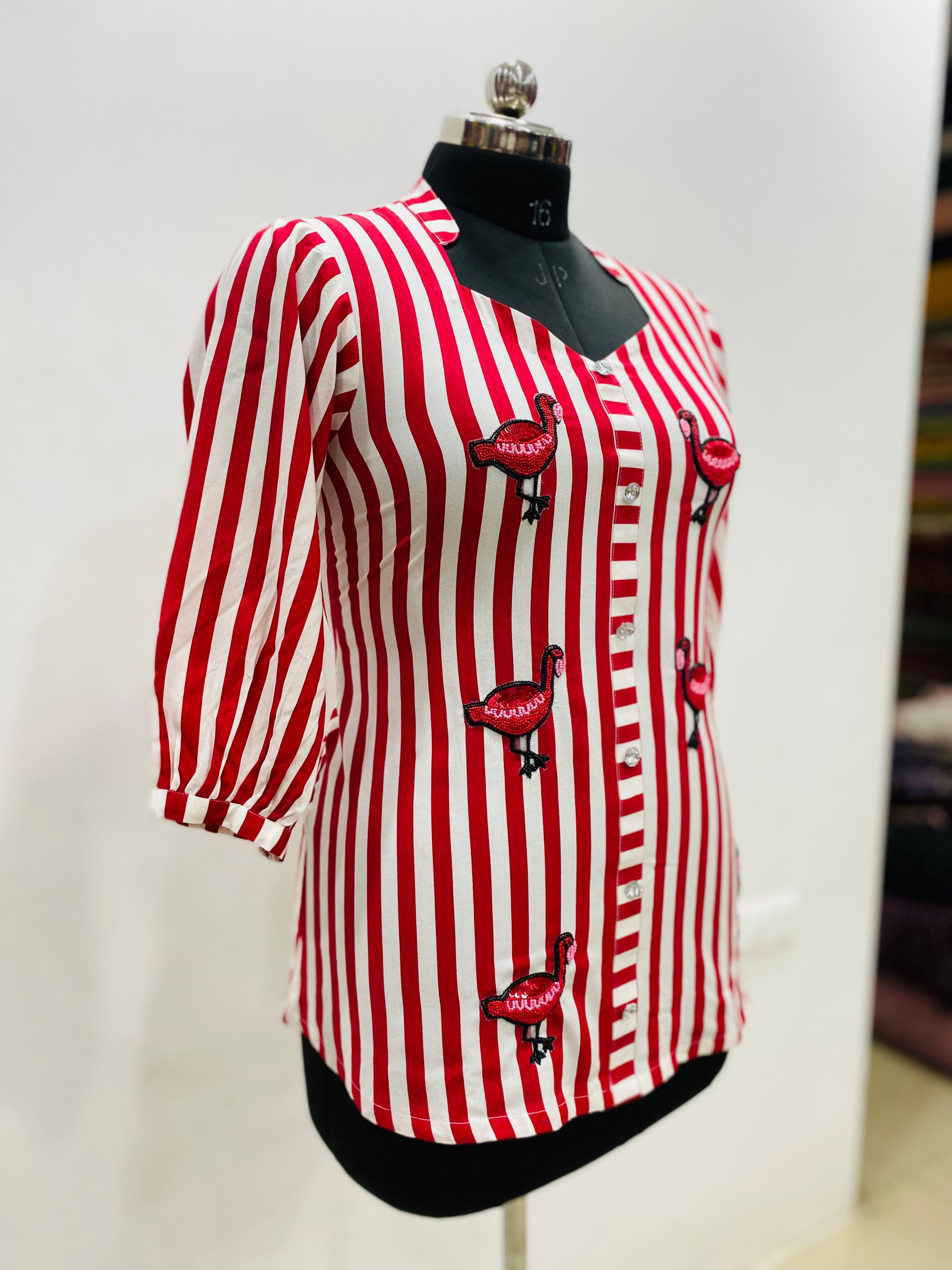 Red Stripes Felmingo Top