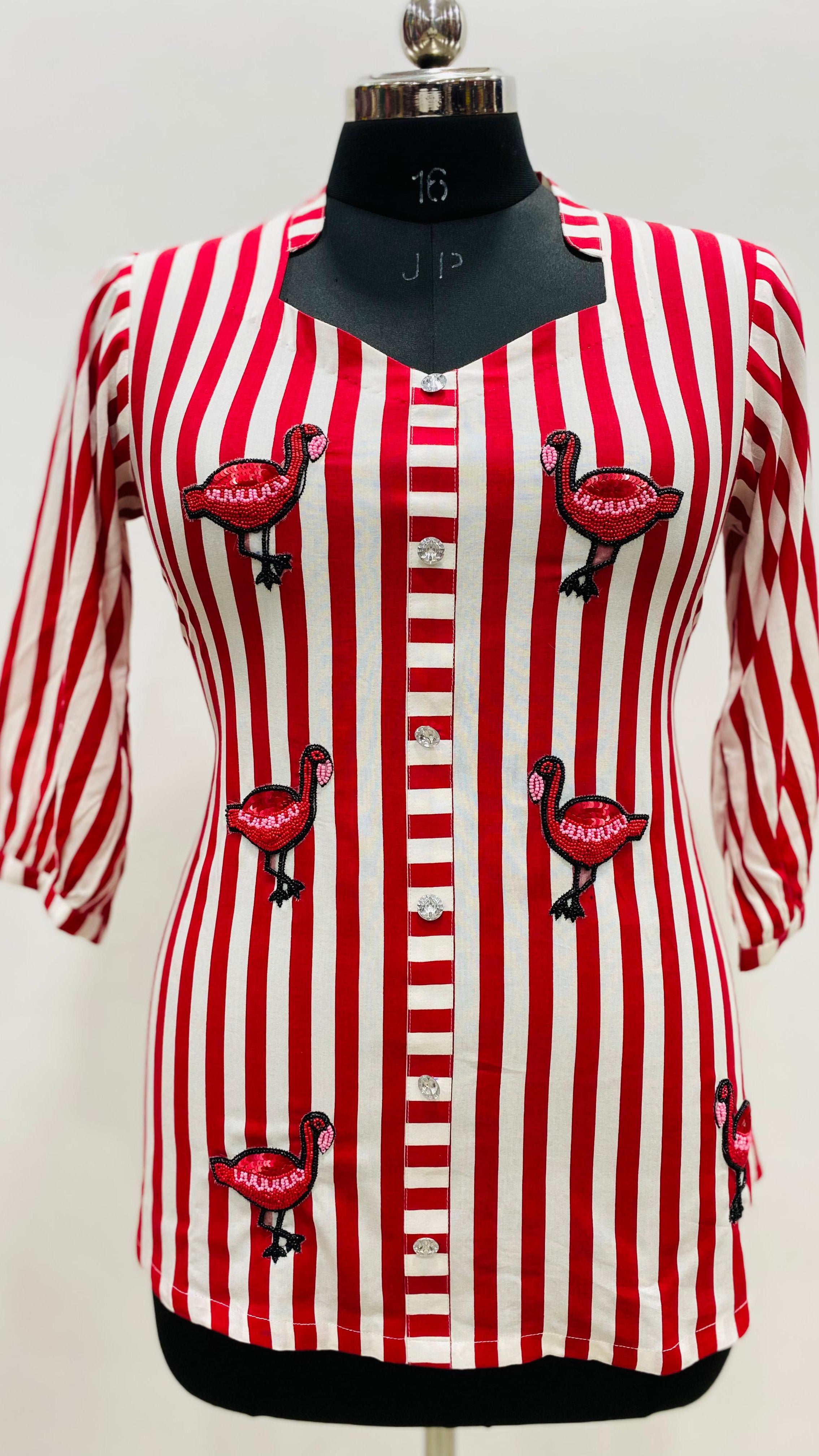 Red Stripes Felmingo Top