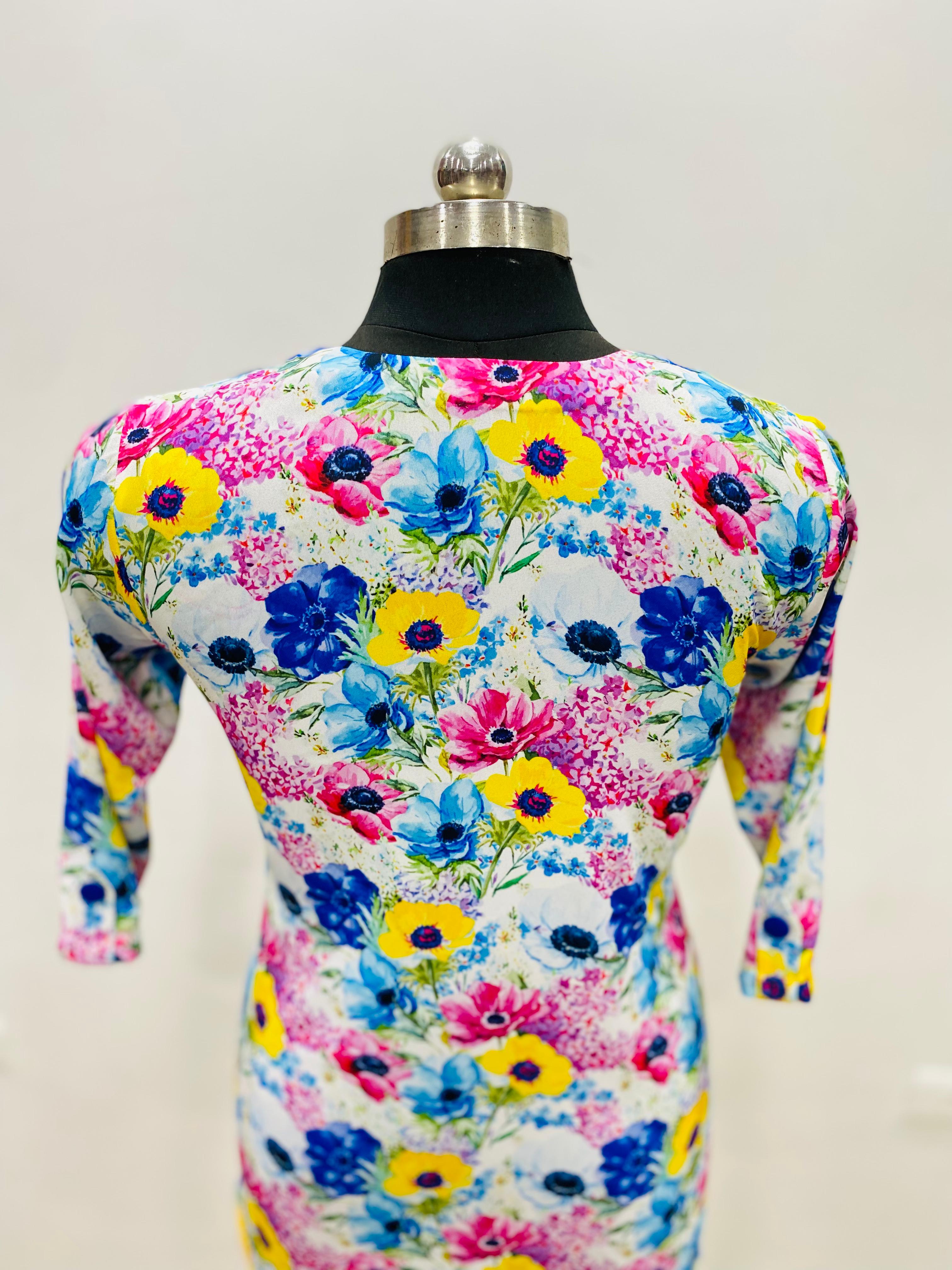 Caribbean Blue Embroidered Top