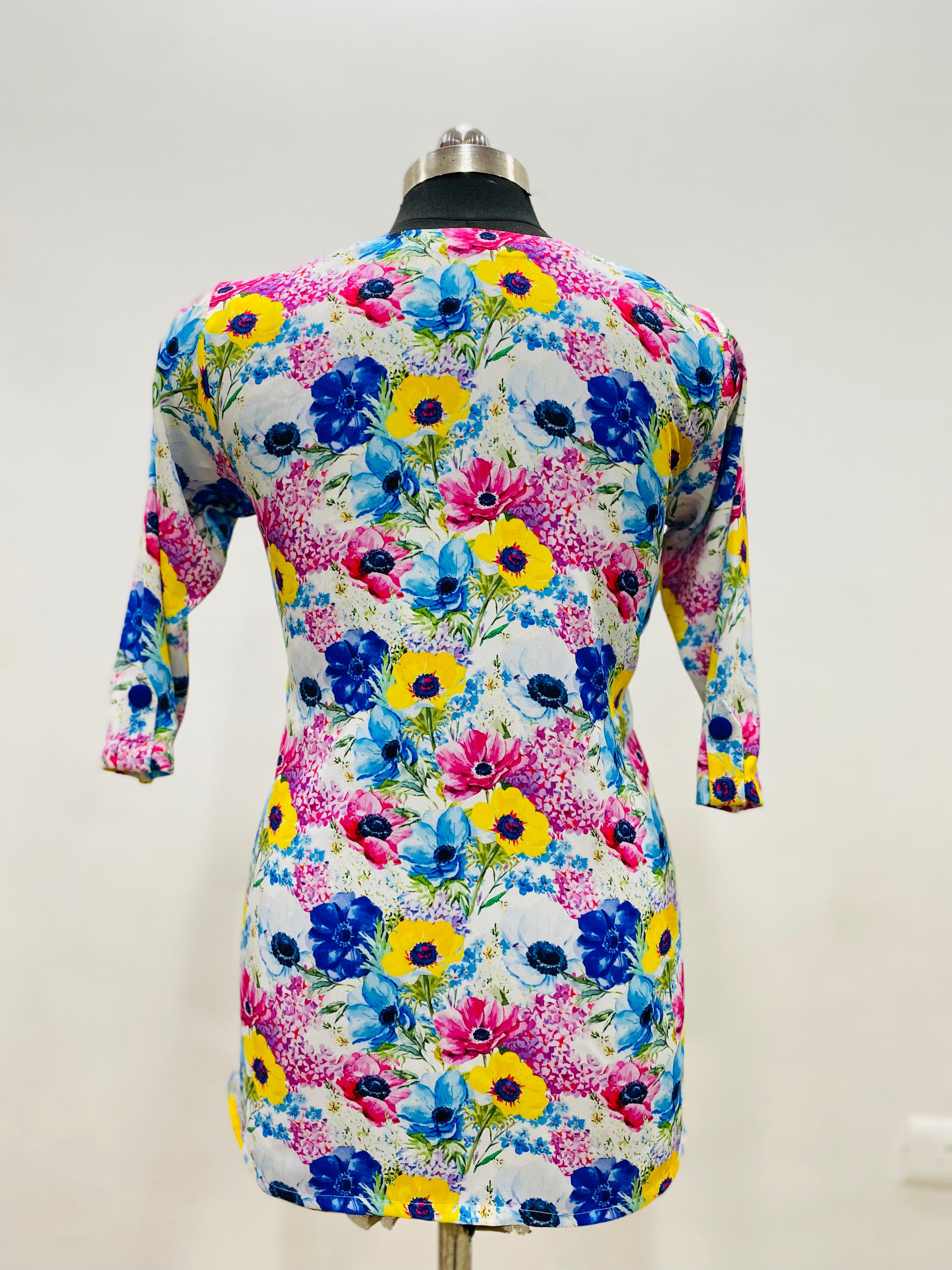 Caribbean Blue Embroidered Top