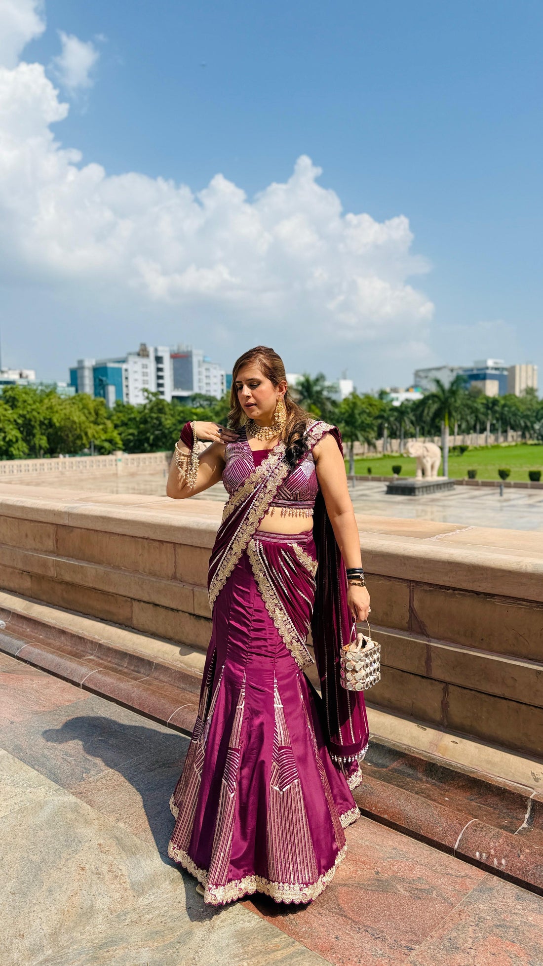 Wine Cocktail Saree