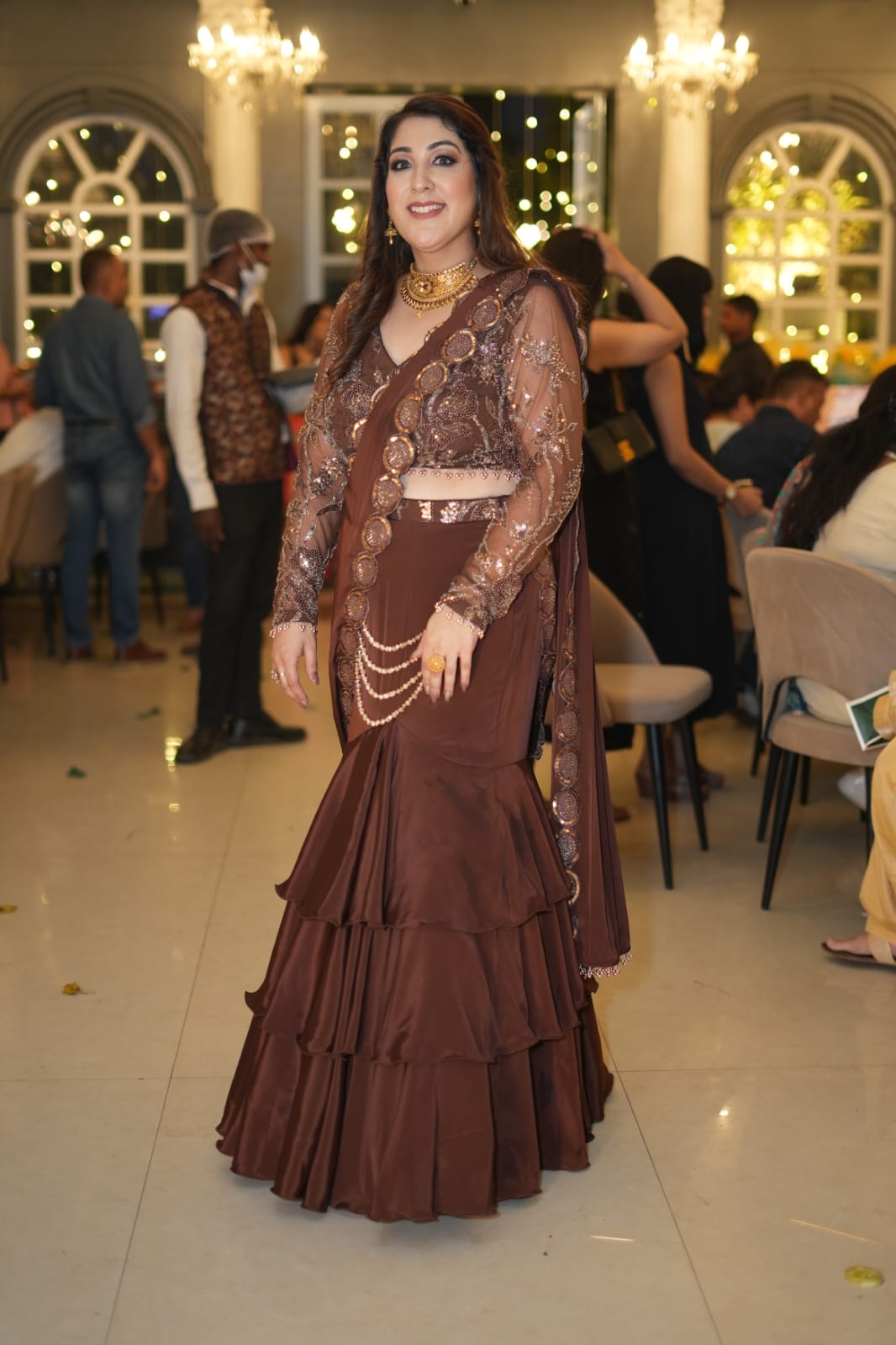 Brown Cocktail Saree
